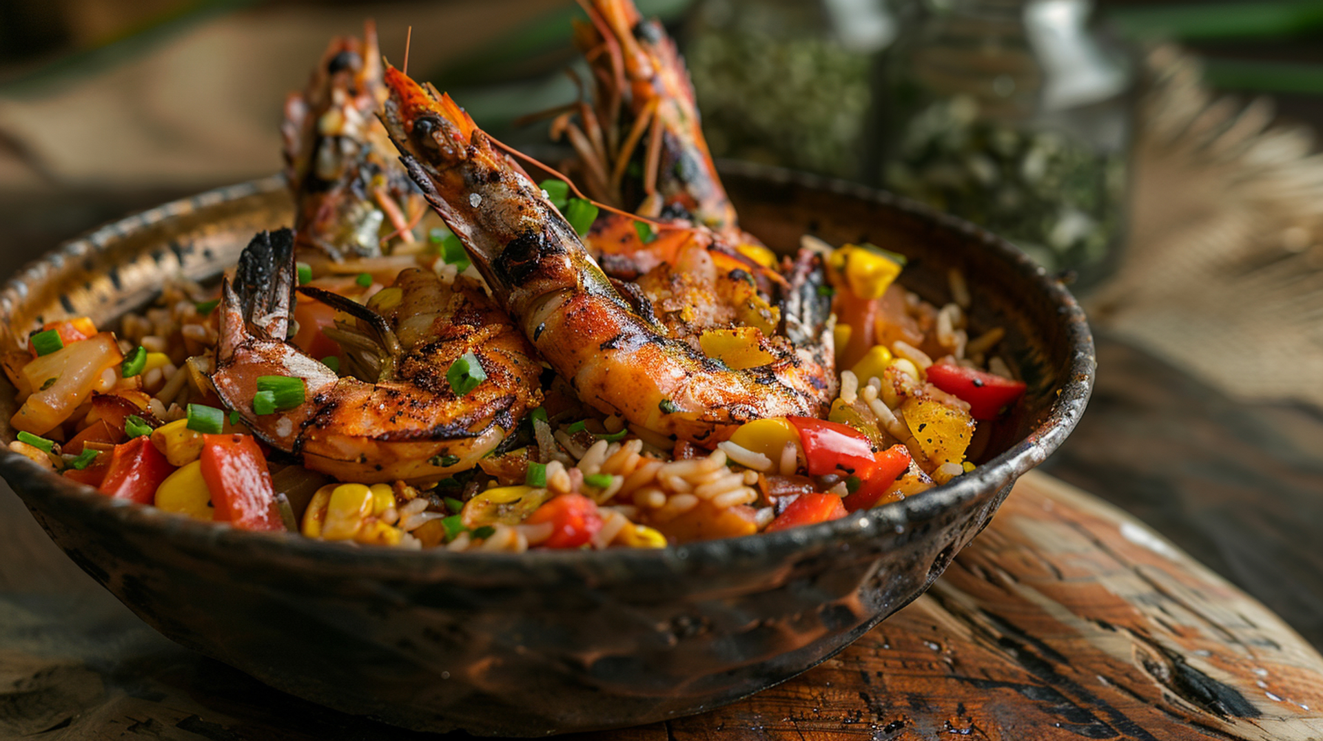 African Ndolé with Crushed Peanuts and Spicy Prawns
