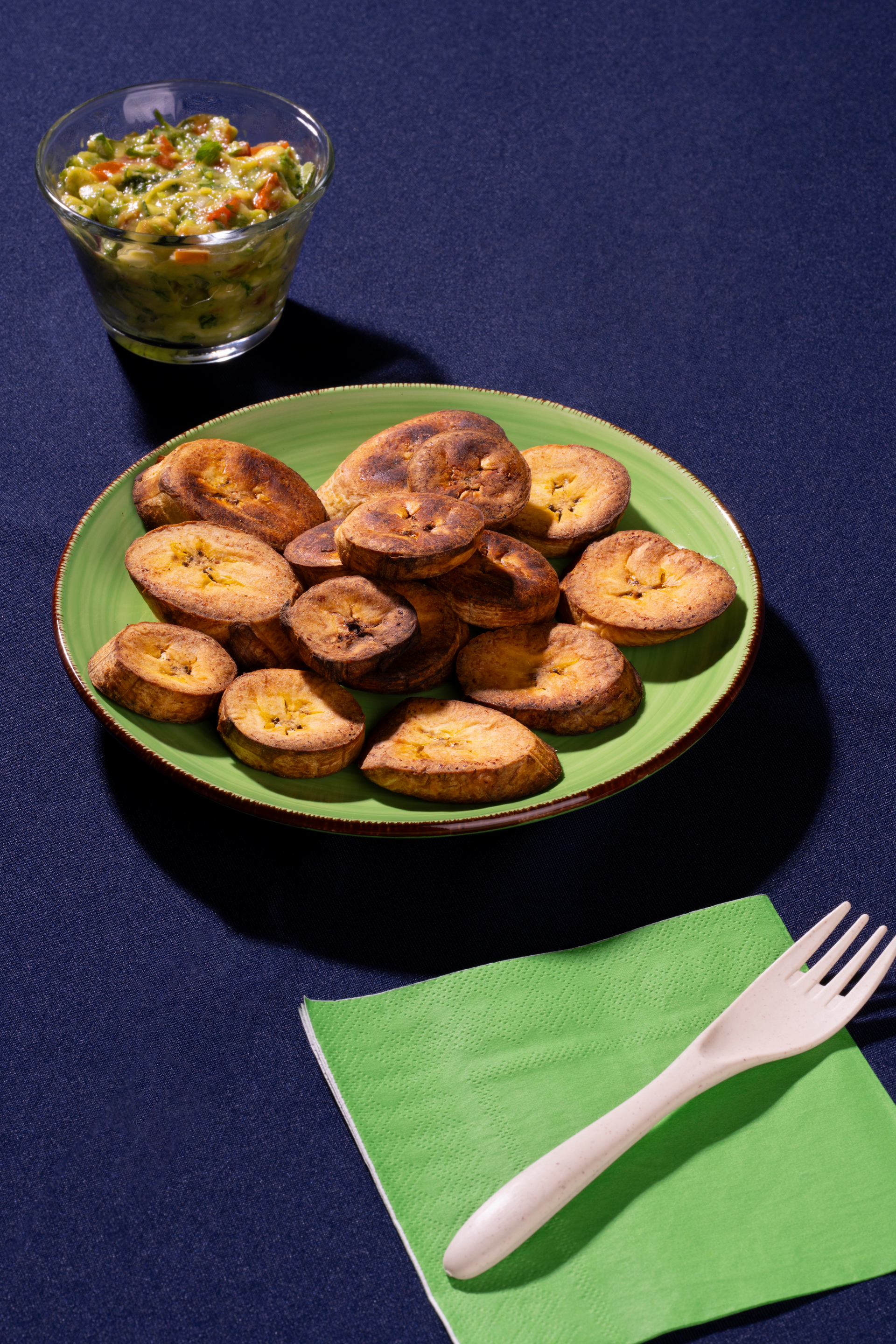 African Spiced Plantain Fritters with Coconut Pepper Dip