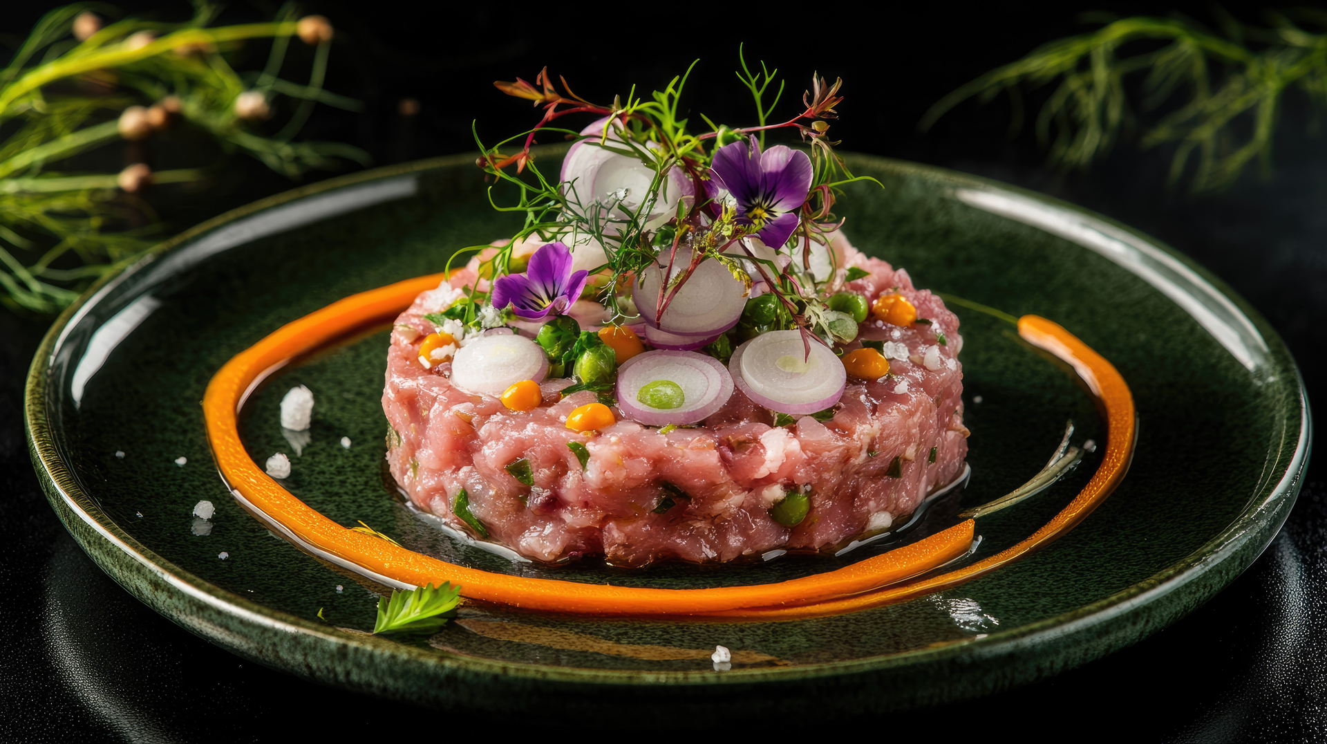 Arctic Char Tartar with Dill Crème Fraîche and Pickled Red Onion