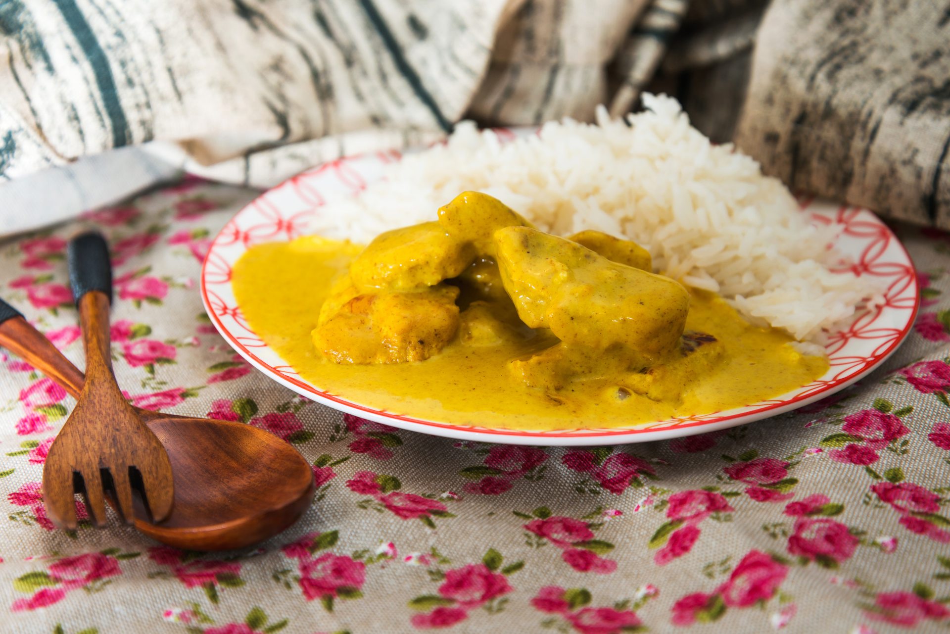 Aromatic Mauritian Chicken Kalia with Saffron Rice