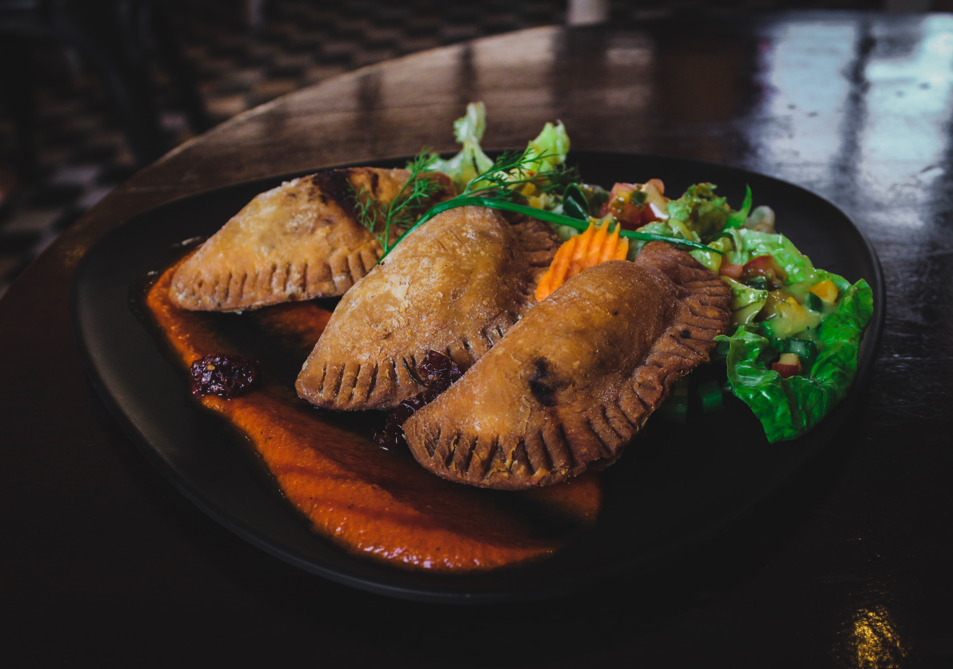 Baked Plantain Empanadas with Black Bean and Chili Filling
