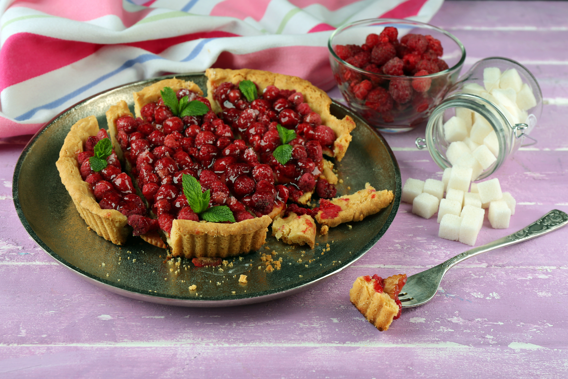 Bavarian Raspberry Linzer Torte with Hazelnut Crust