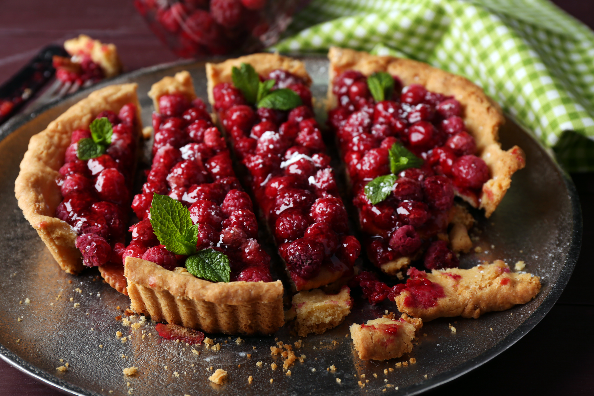Bavarian Raspberry Linzer Torte with Hazelnut Crust