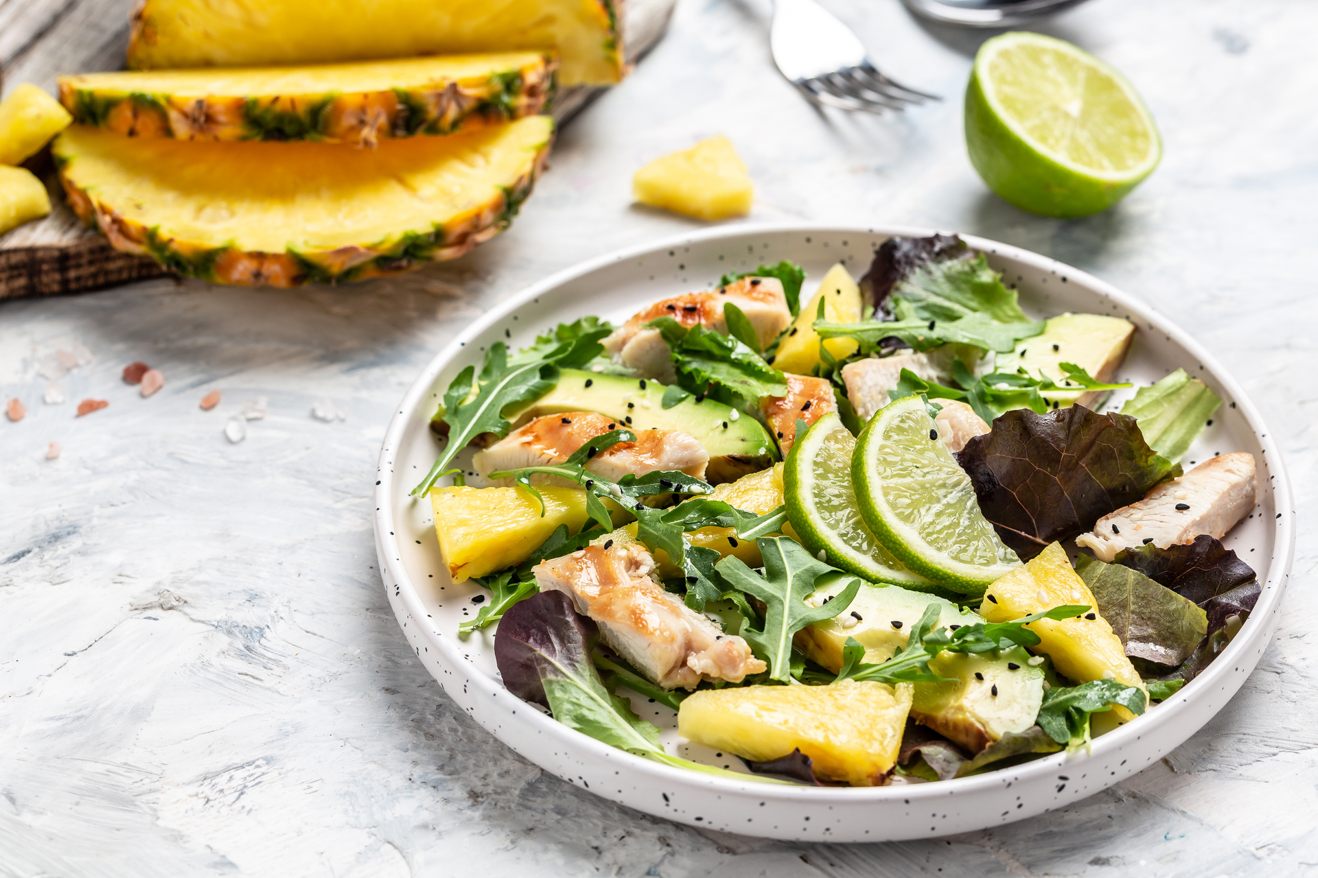 Brazilian Avocado and Grilled Pineapple Salad with Cilantro Lime Dressing