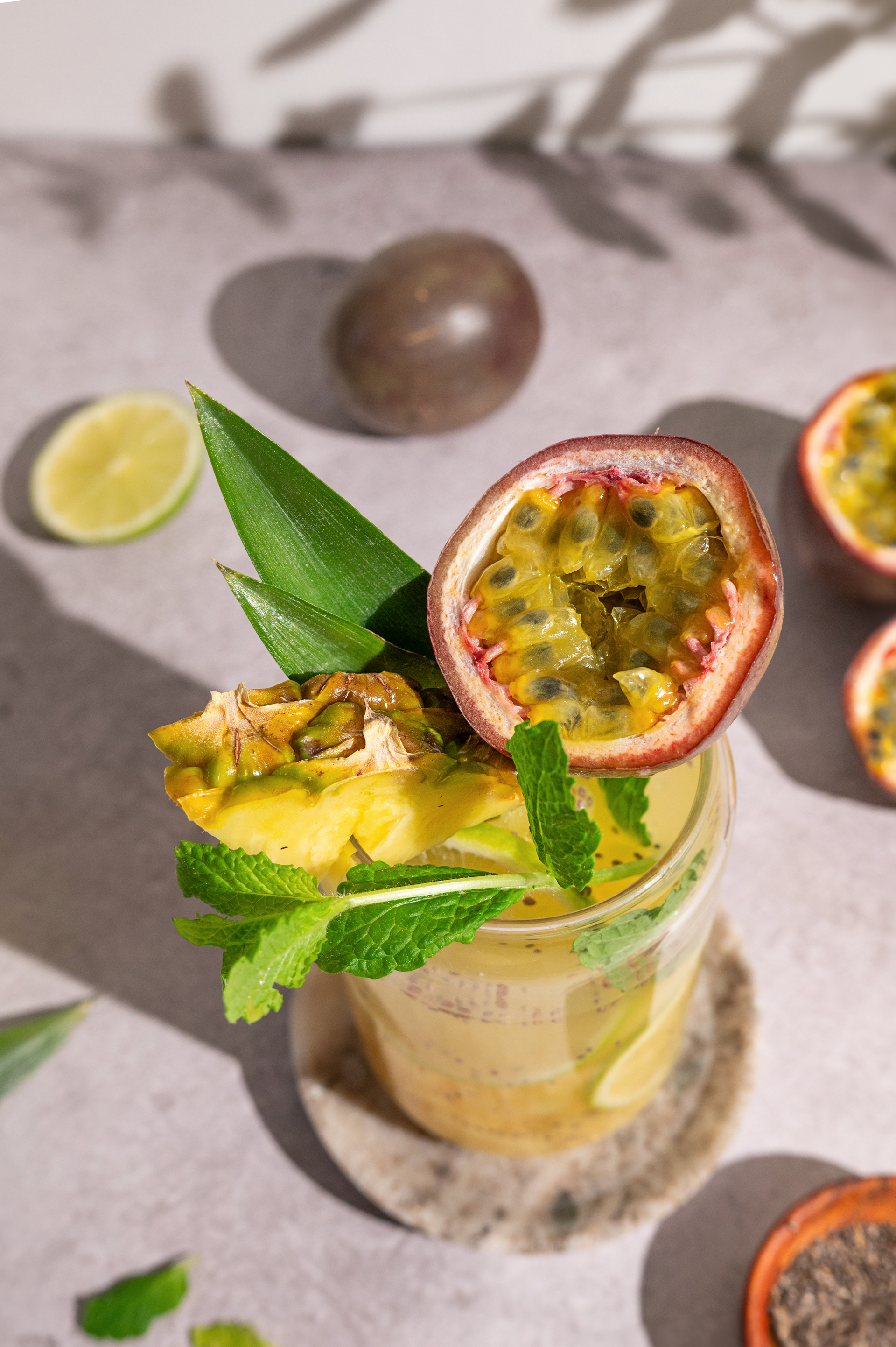 Brazilian Lime Caipirinha with Passionfruit Twist