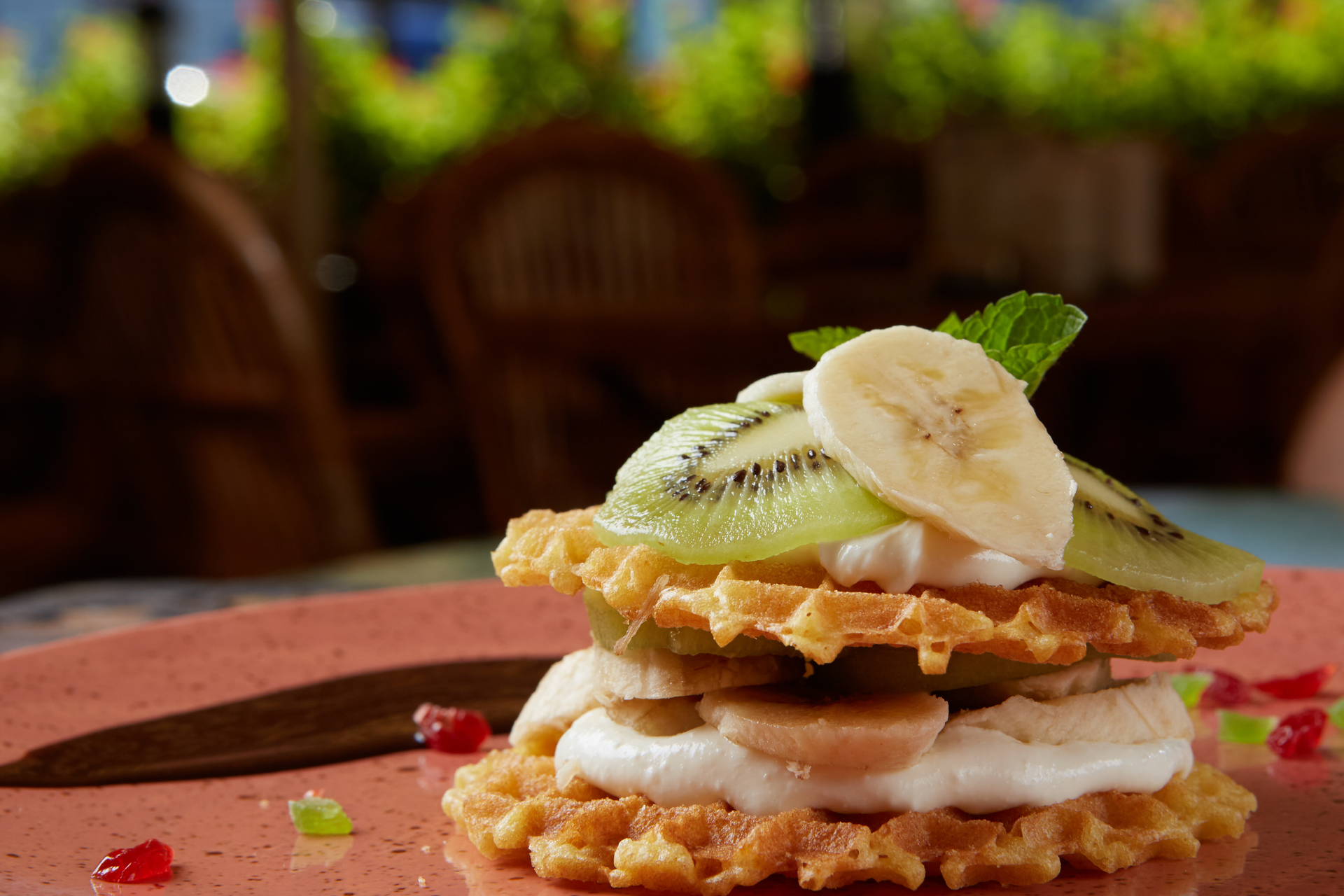 Brazilian Tapioca Waffle Sandwich with Guava and Cheese