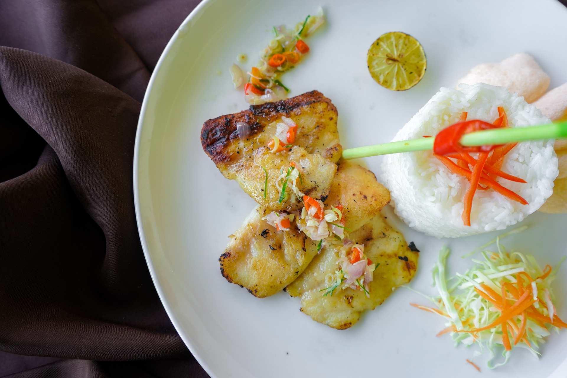 Burmese Grilled Lemongrass Chicken with Coconut Rice