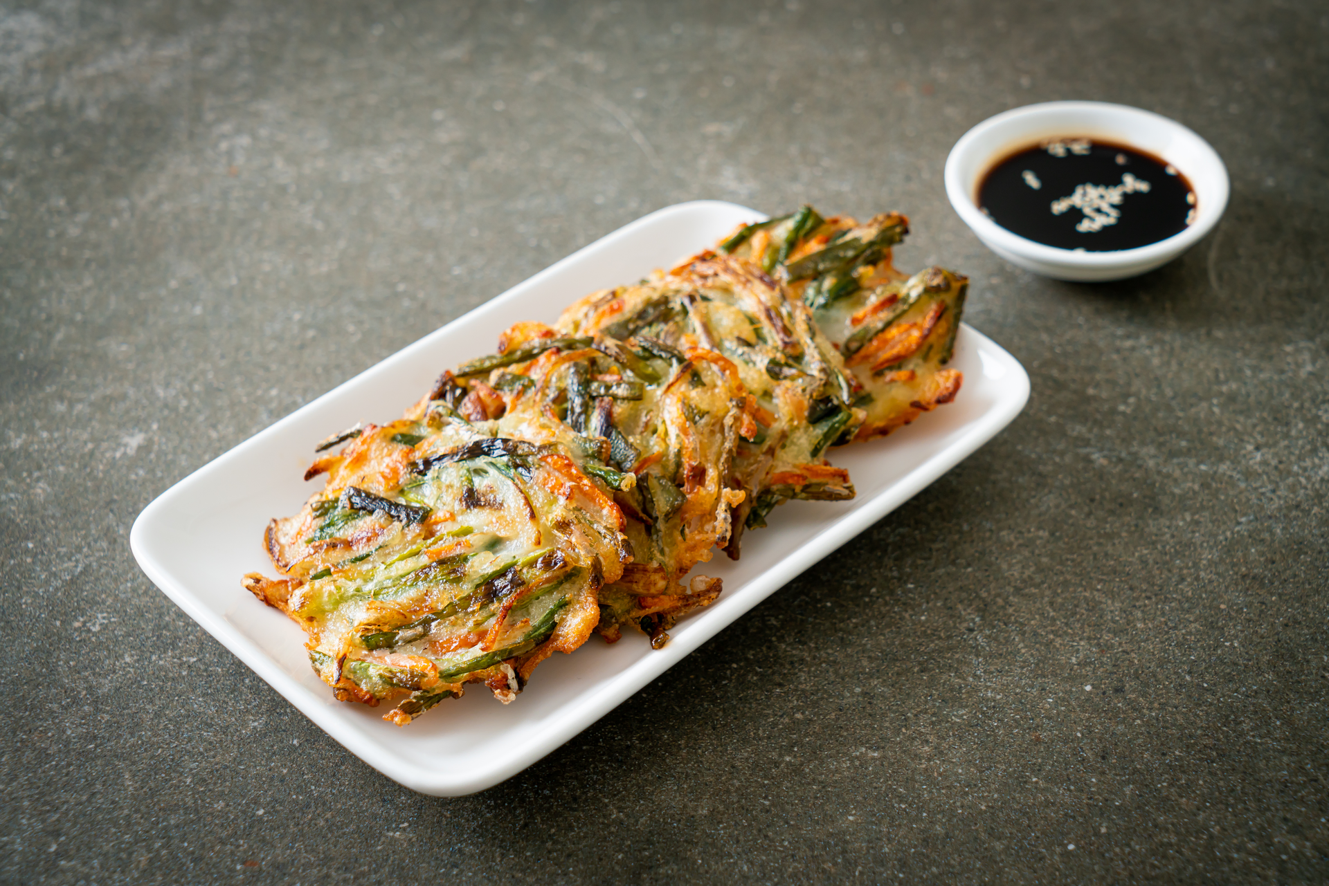 Caramelized Korean Jeon with Green Onion and Garlic Chives