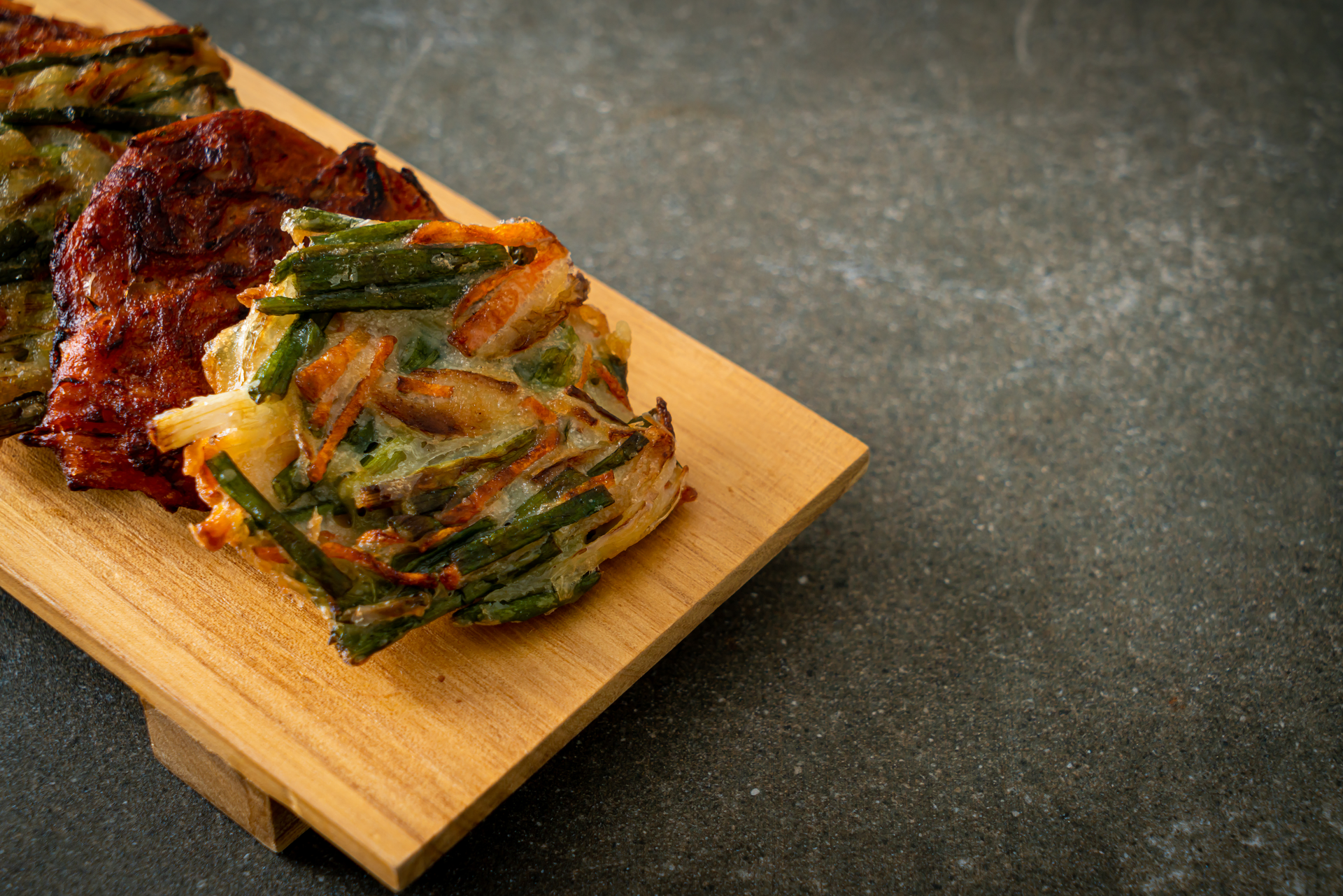 Caramelized Korean Jeon with Green Onion and Garlic Chives