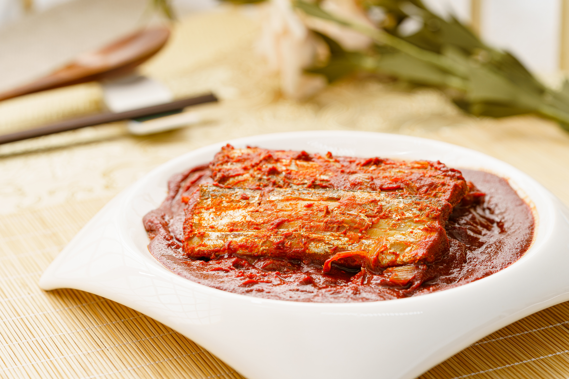 Caramelized Korean Pork Belly with Spicy Kimchi Glaze