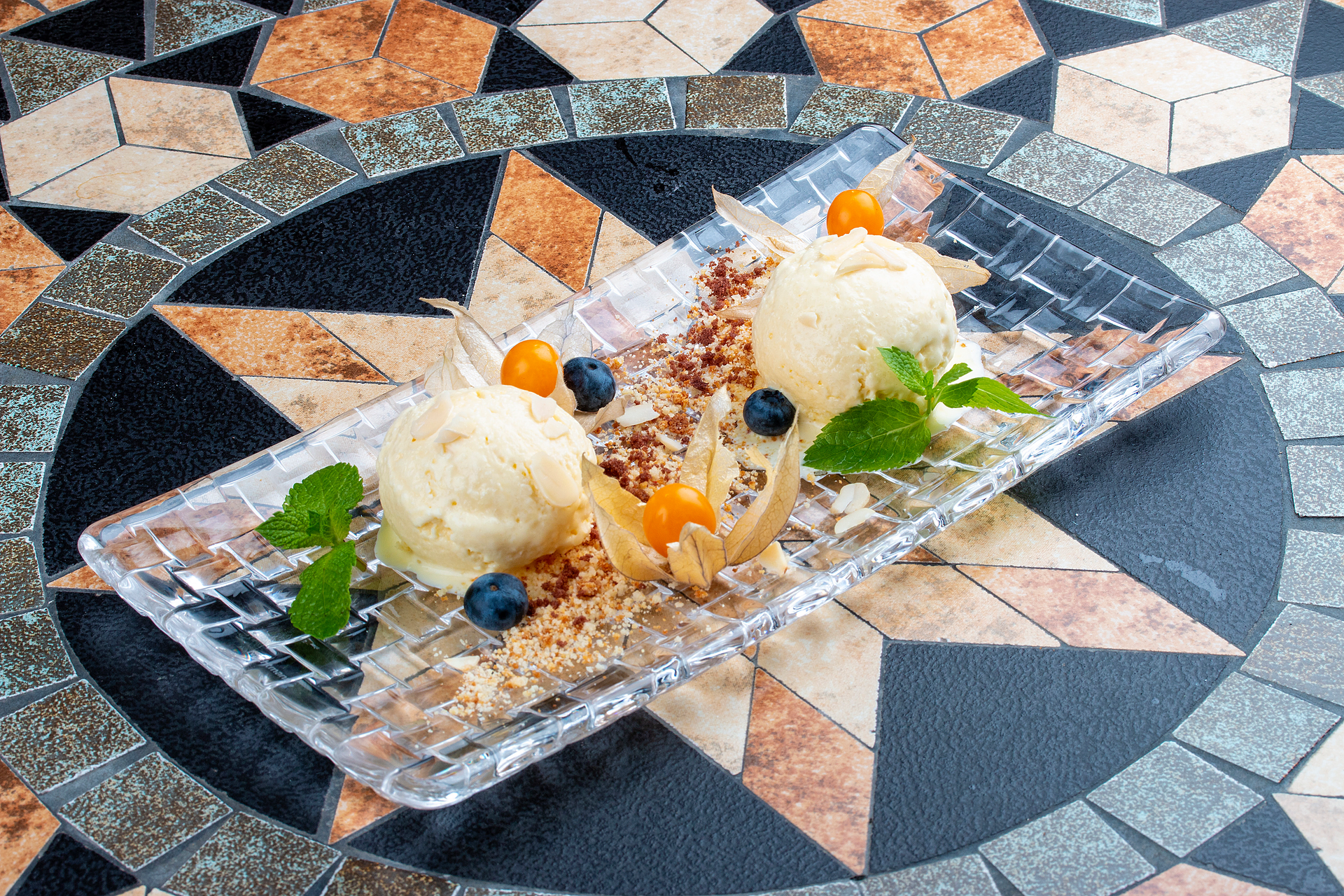 Caramelized Turkish Delight Ice Cream with Pistachio Crunch