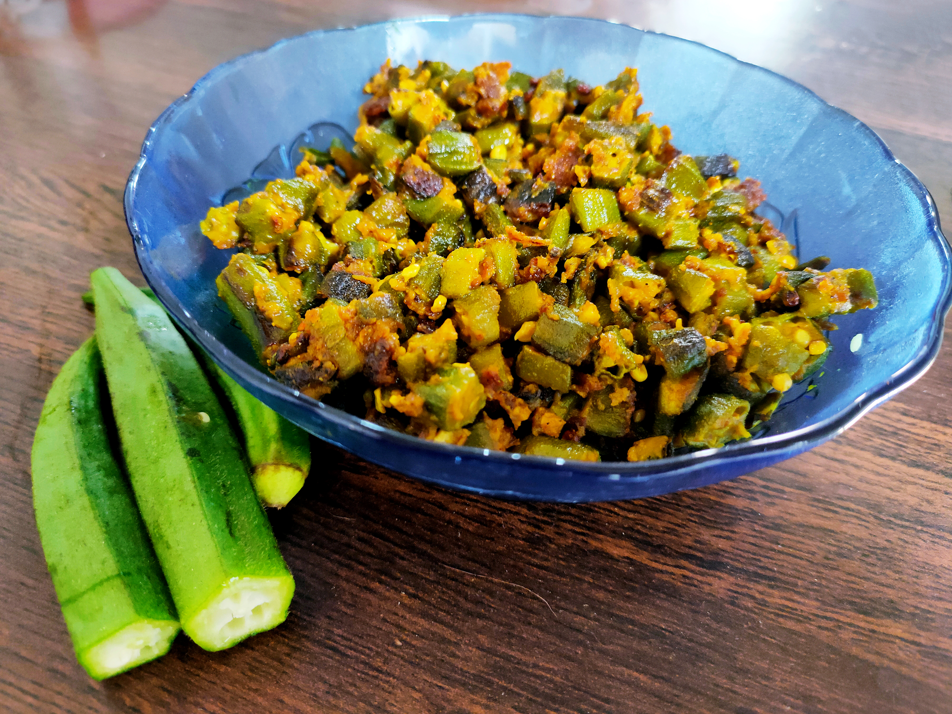 Caribbean Callaloo and Okra Curry with Hot Pepper