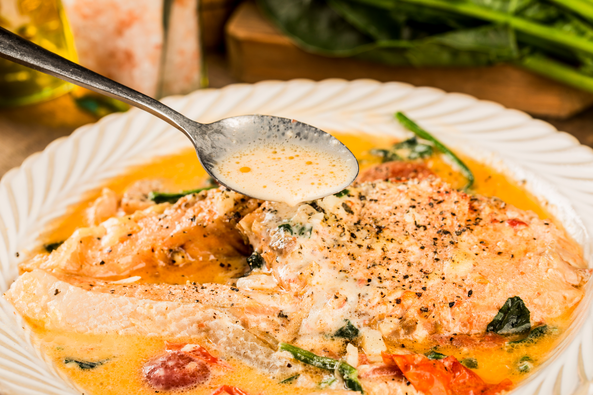 Caribbean Callaloo with Salted Cod and Coconut Milk