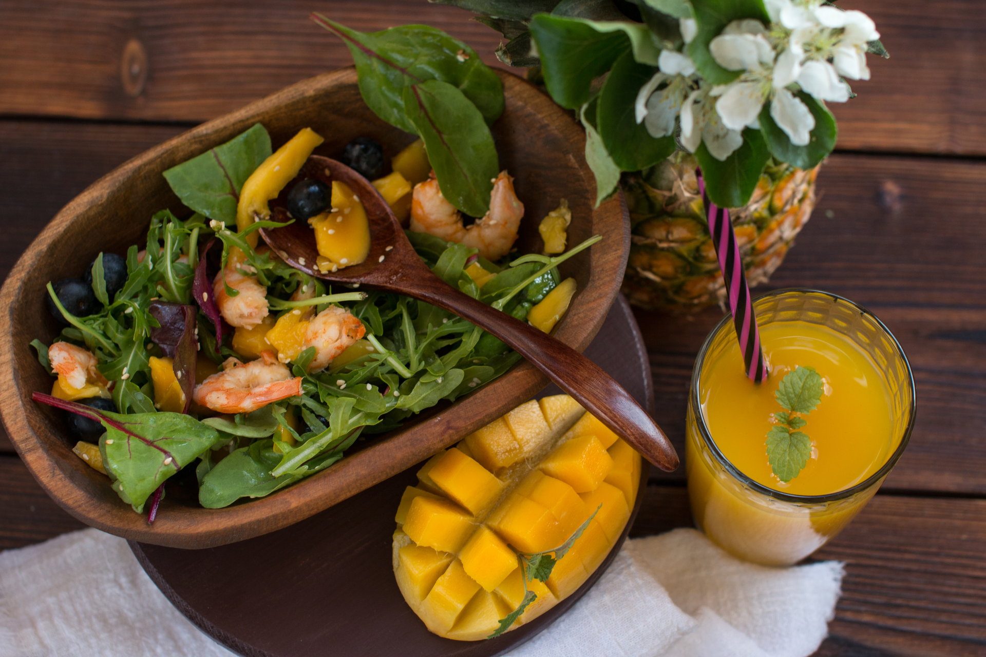 Caribbean Mango Coconut Jerk Chicken Salad with Lime Vinaigrette