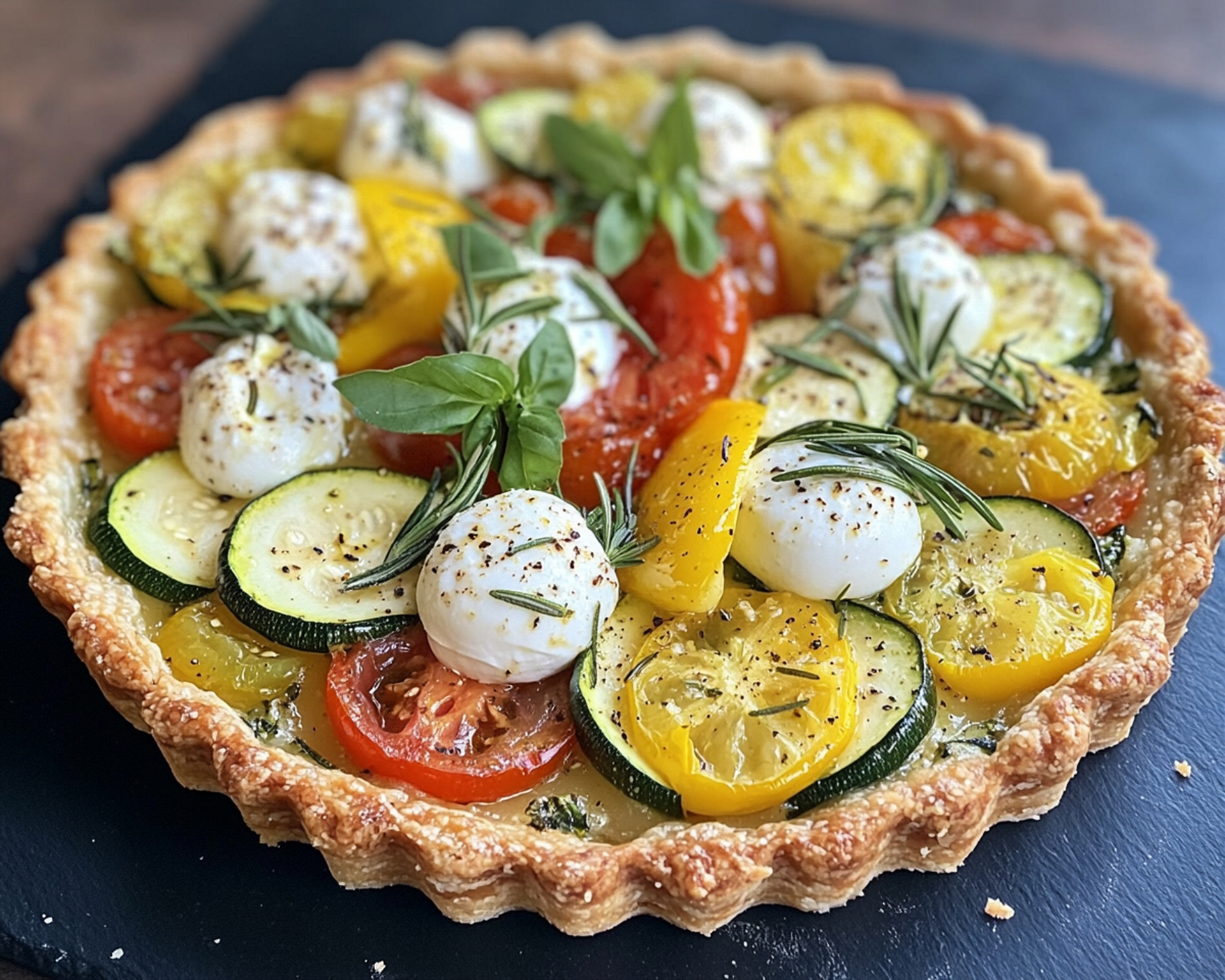 Citrus-Infused French Ratatouille Tartelette with Chevre