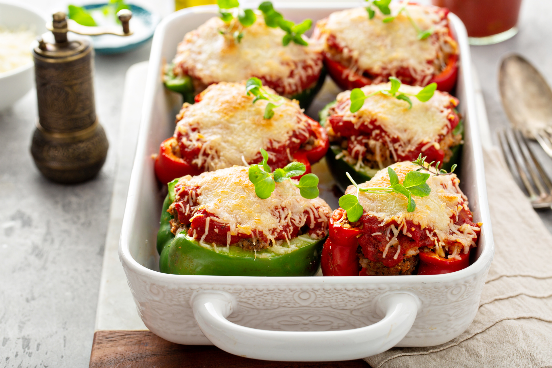 Citrusy Greek Stuffed Peppers with Ouzo Béchamel