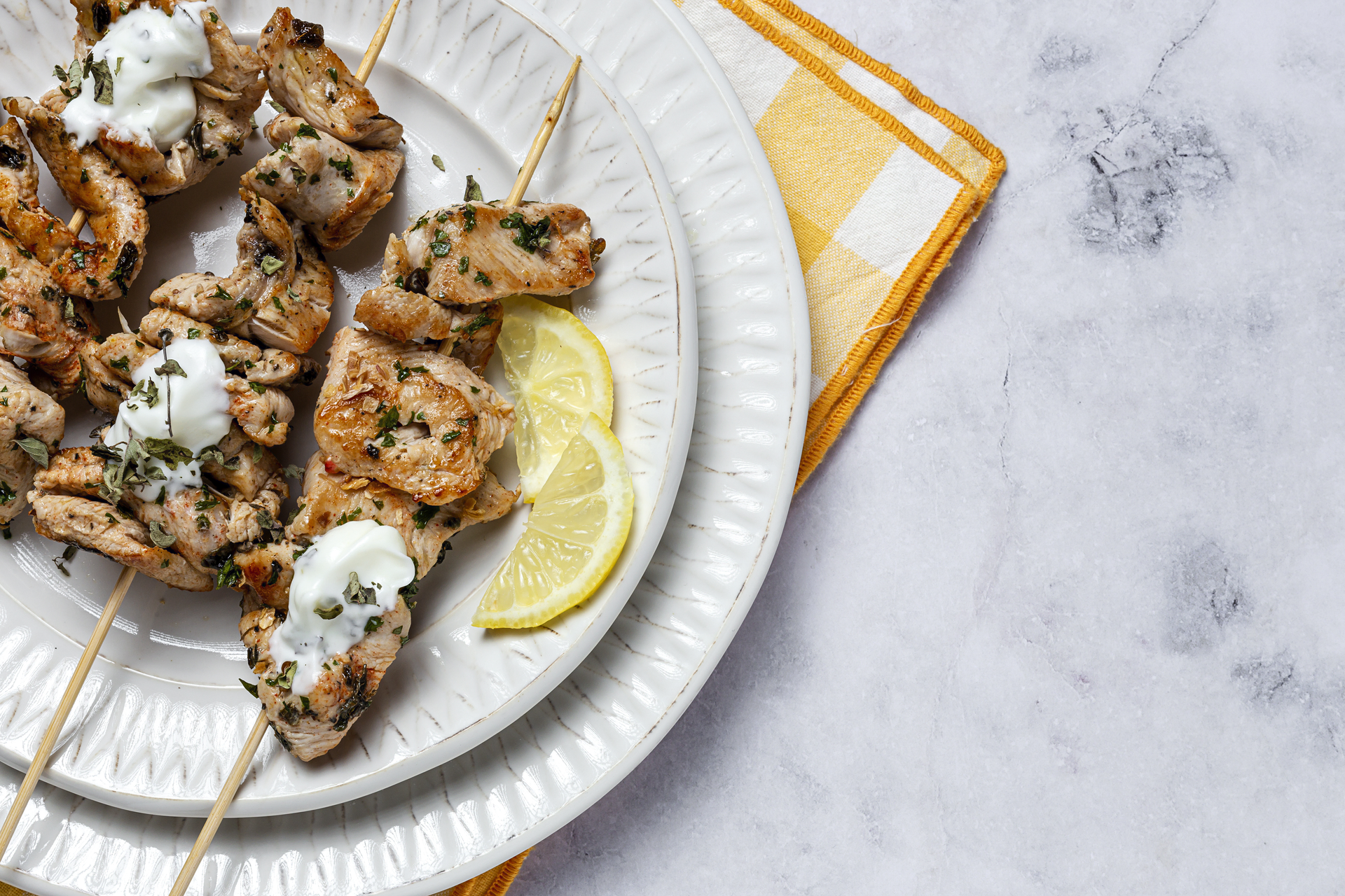 Citrusy Lebanese Shish Tawook with Garlic Dip