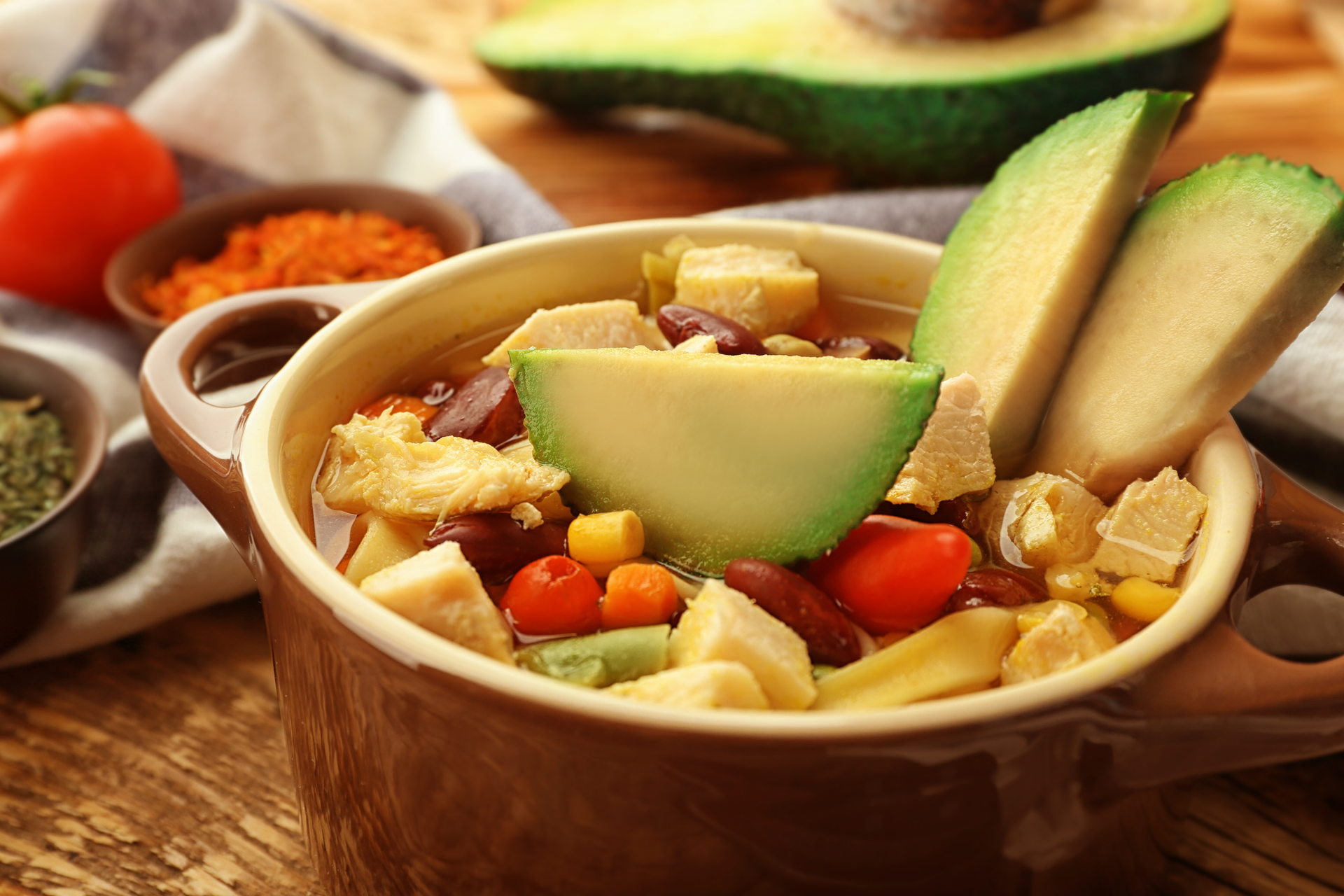 Colombian Ajiaco Bogotano with Crispy Capers and Avocado