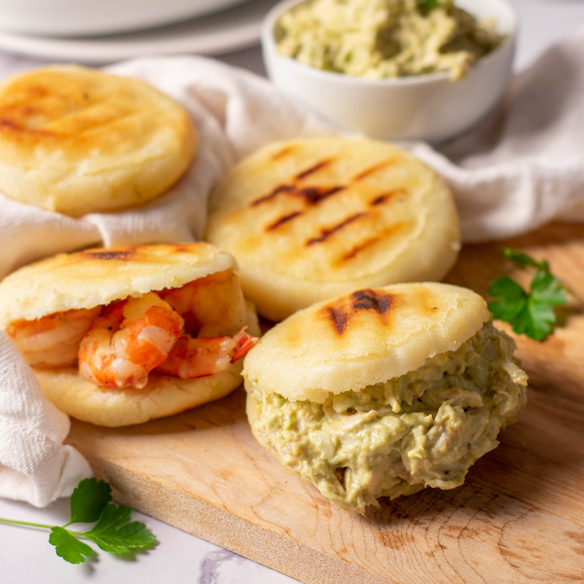 Colombian Arepas with Spicy Guacamole