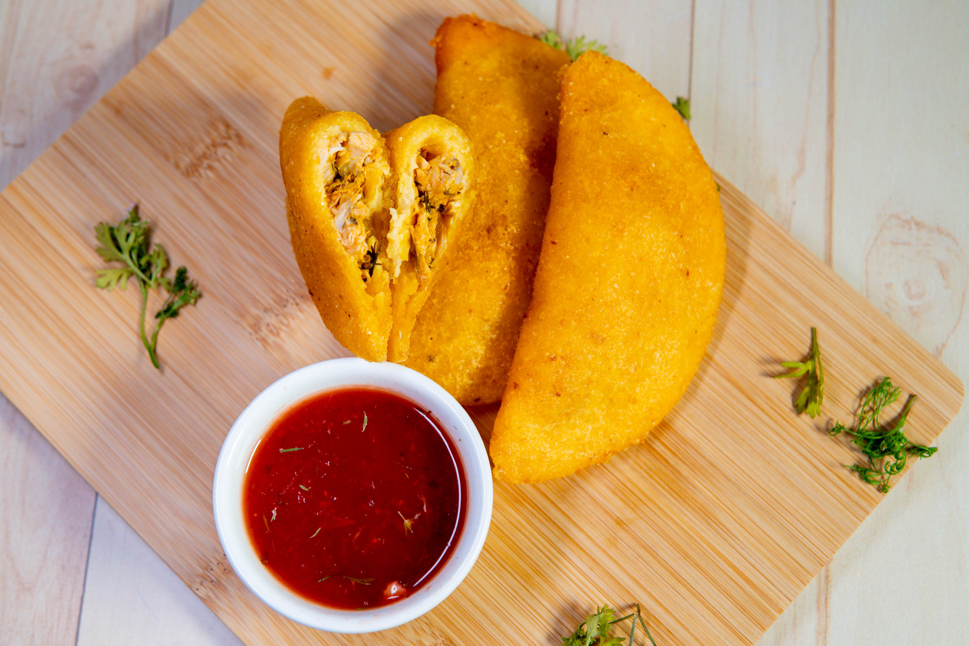 Colombian Chicken Empanadas with Aji Picante Dipping Sauce