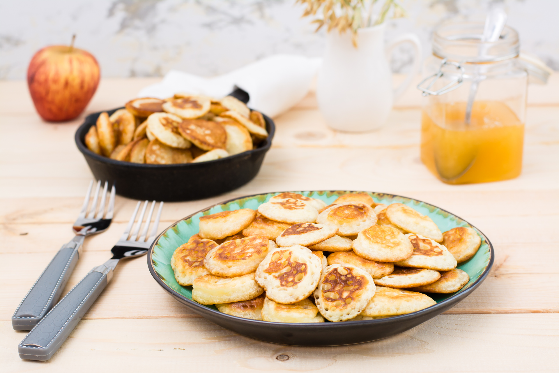 Creamy Dutch Apple Pancakes with Maple Glaze