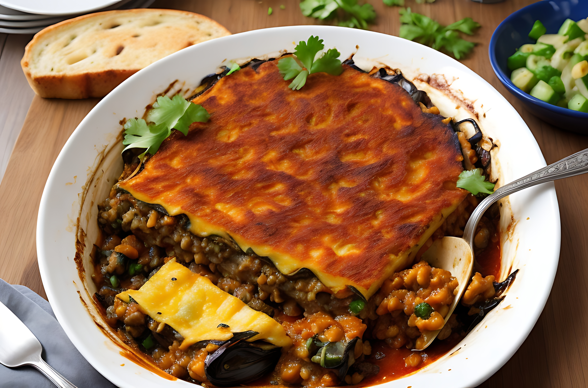 Creamy Ethiopian Injera Lasagna with Spiced Lentils