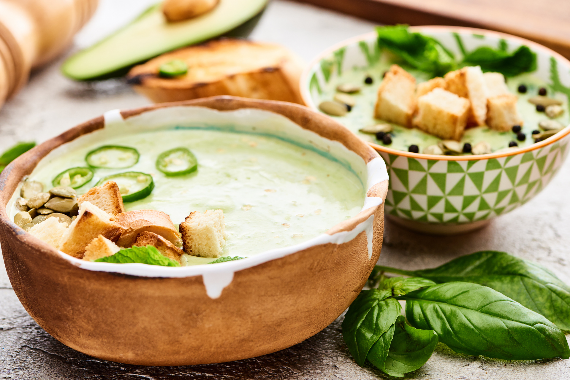 Creamy Guatemalan Avocado Soup with Cilantro Cream