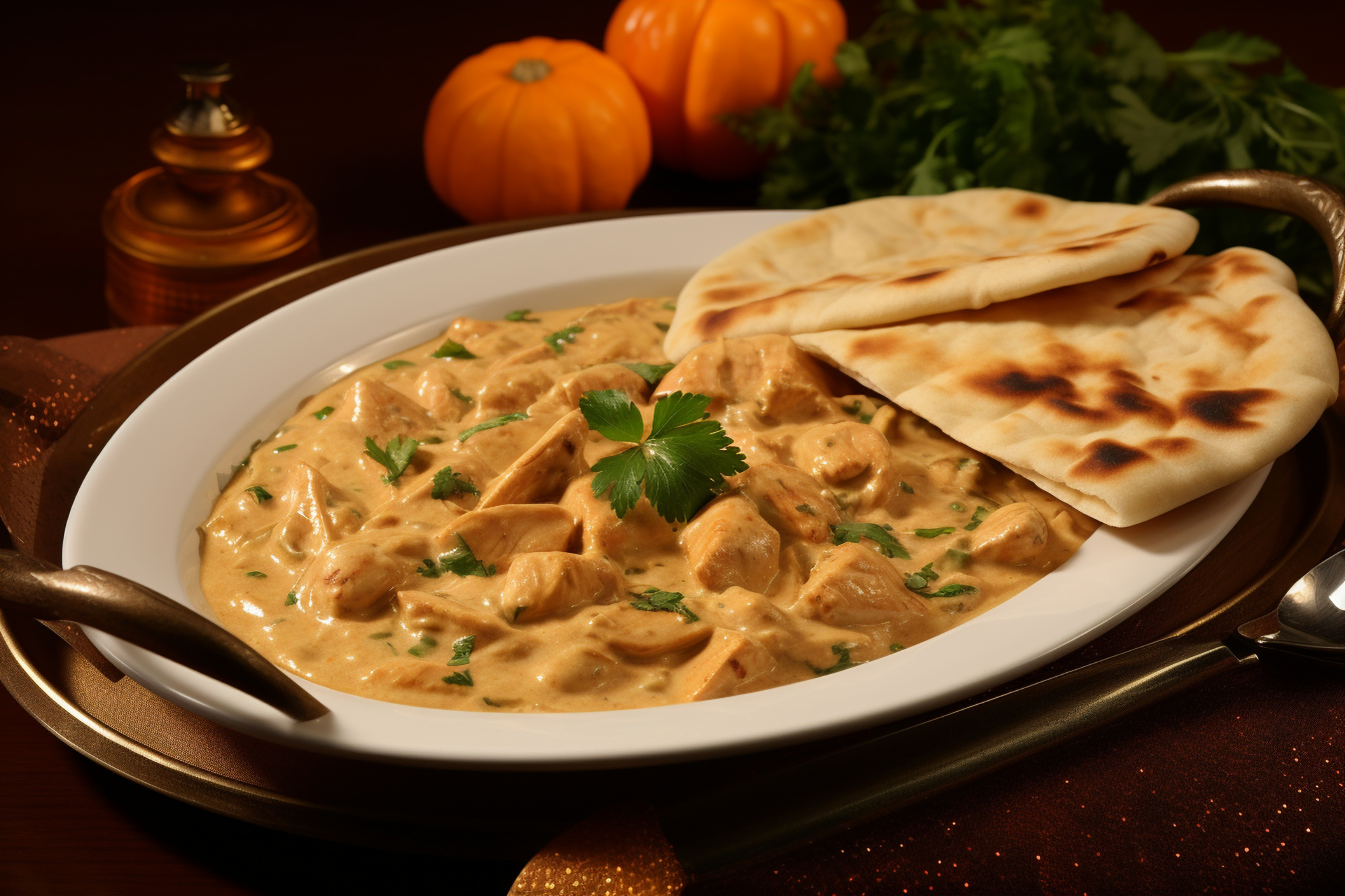 Creamy Indian Butter Chicken with Garlic Naan