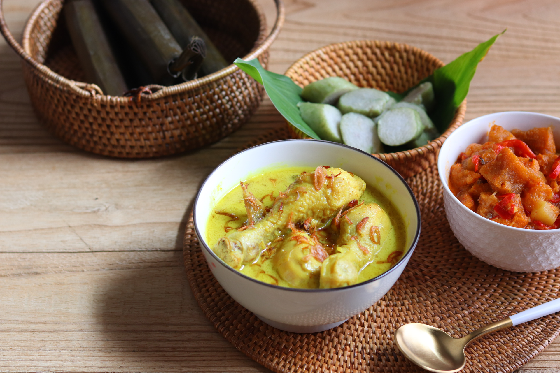 Creamy Indonesian Lontong Sayur with Coconut Curry