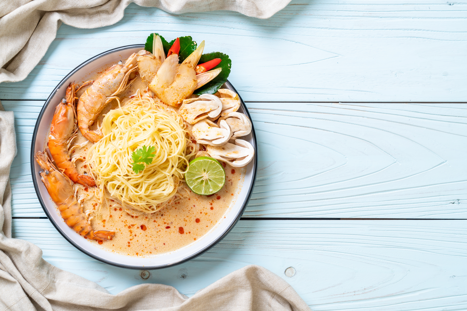 Creamy Singaporean Laksa with Shrimp and Coconut Milk