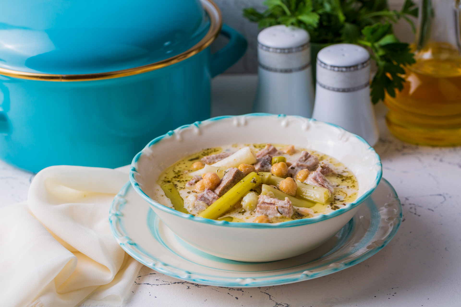 Creamy Welsh Cawl with Leeks and Sea Salt Butter