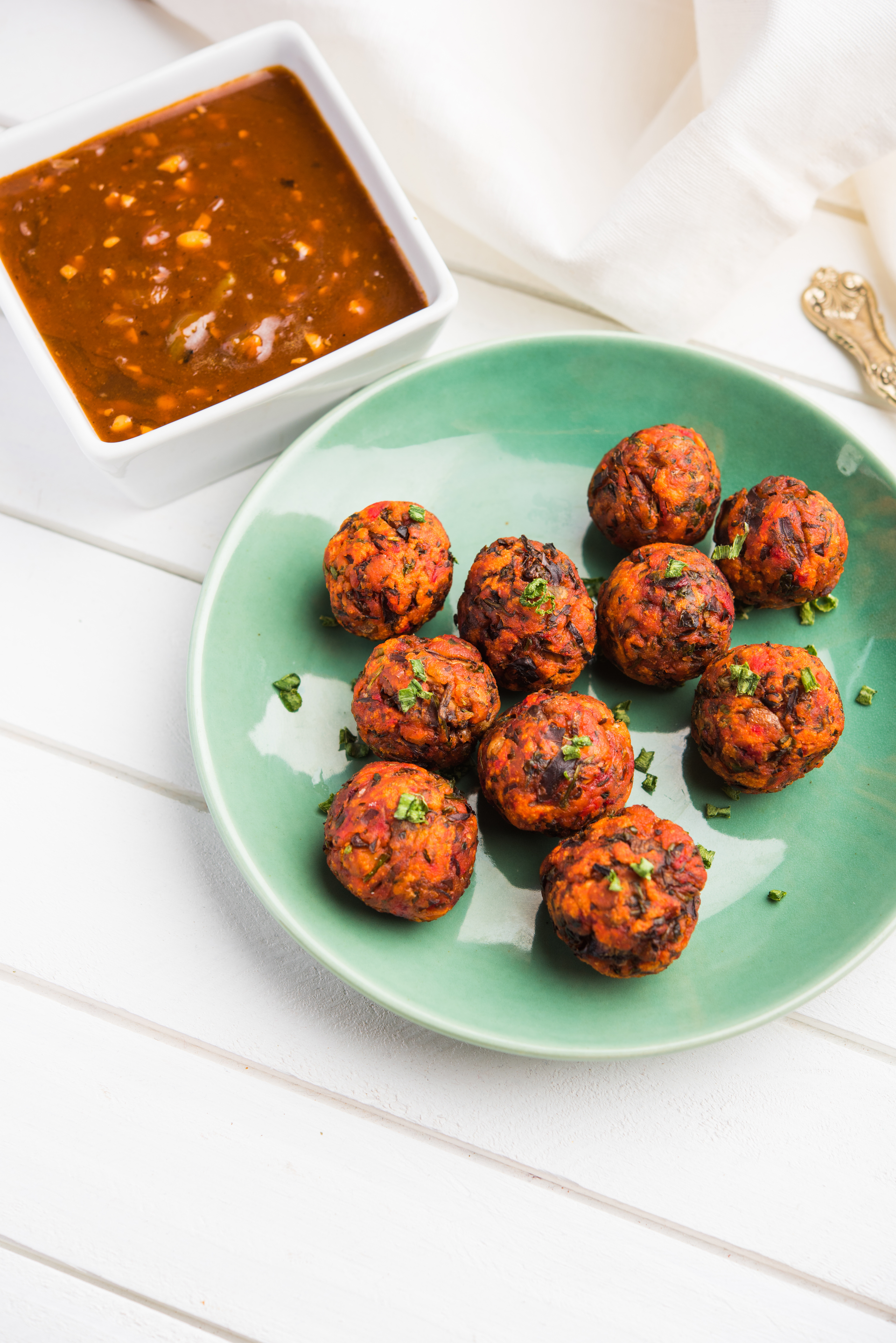 Crispy Bangladeshi Biryani Balls with Mint Chutney
