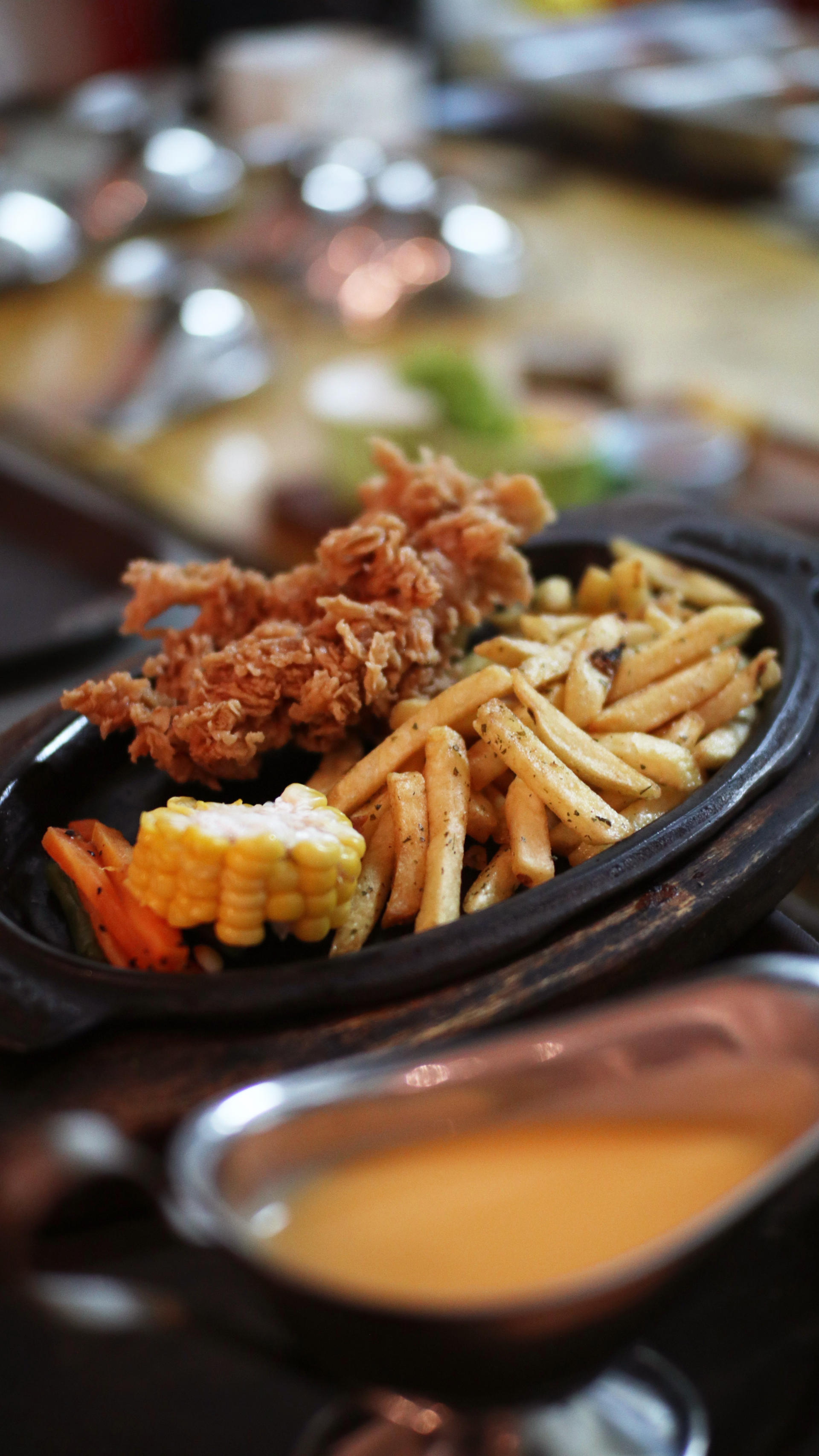 Crispy Korean Galbi Fries with Kimchi and Cheese