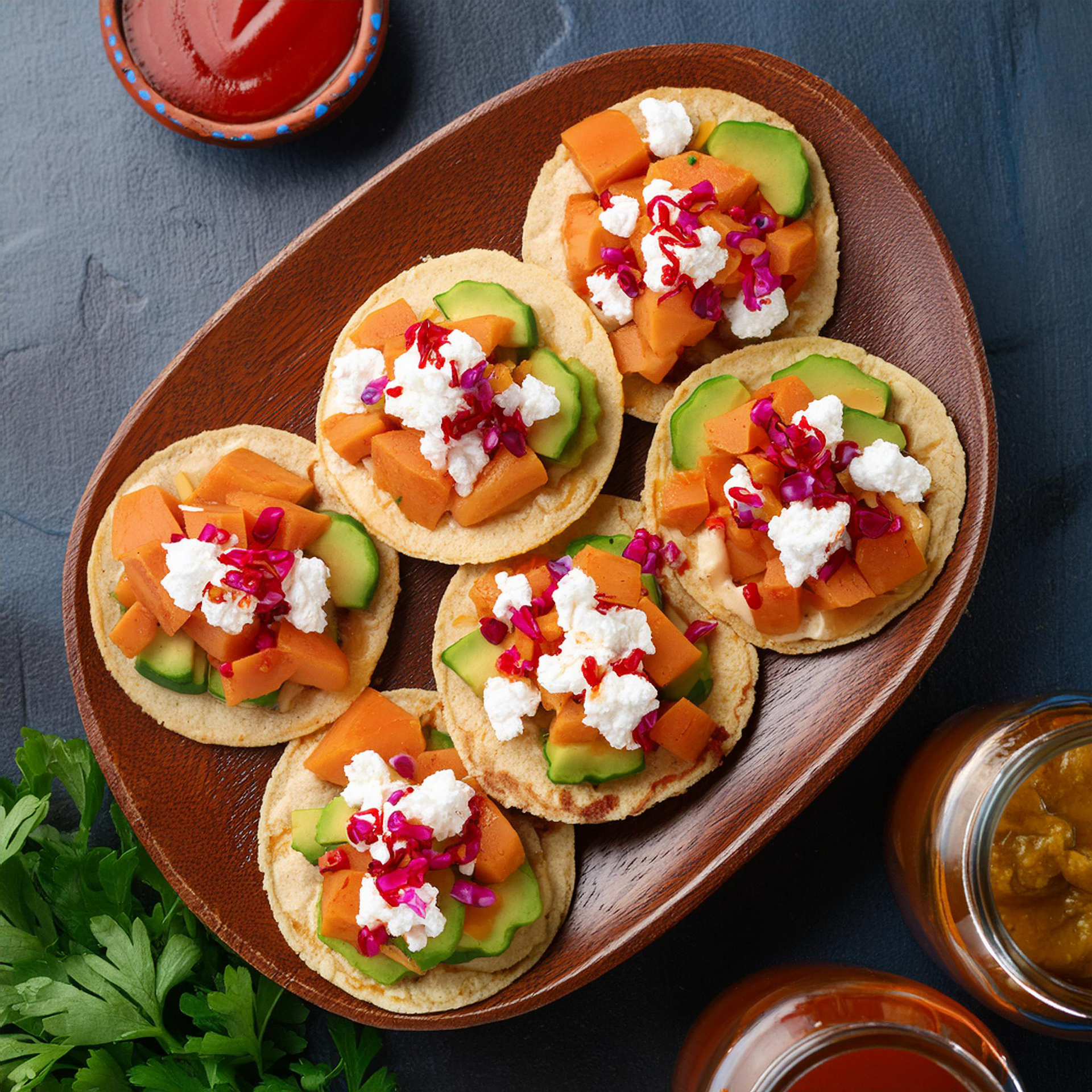 Crispy Mexican Tostones with Avocado Pico de Gallo
