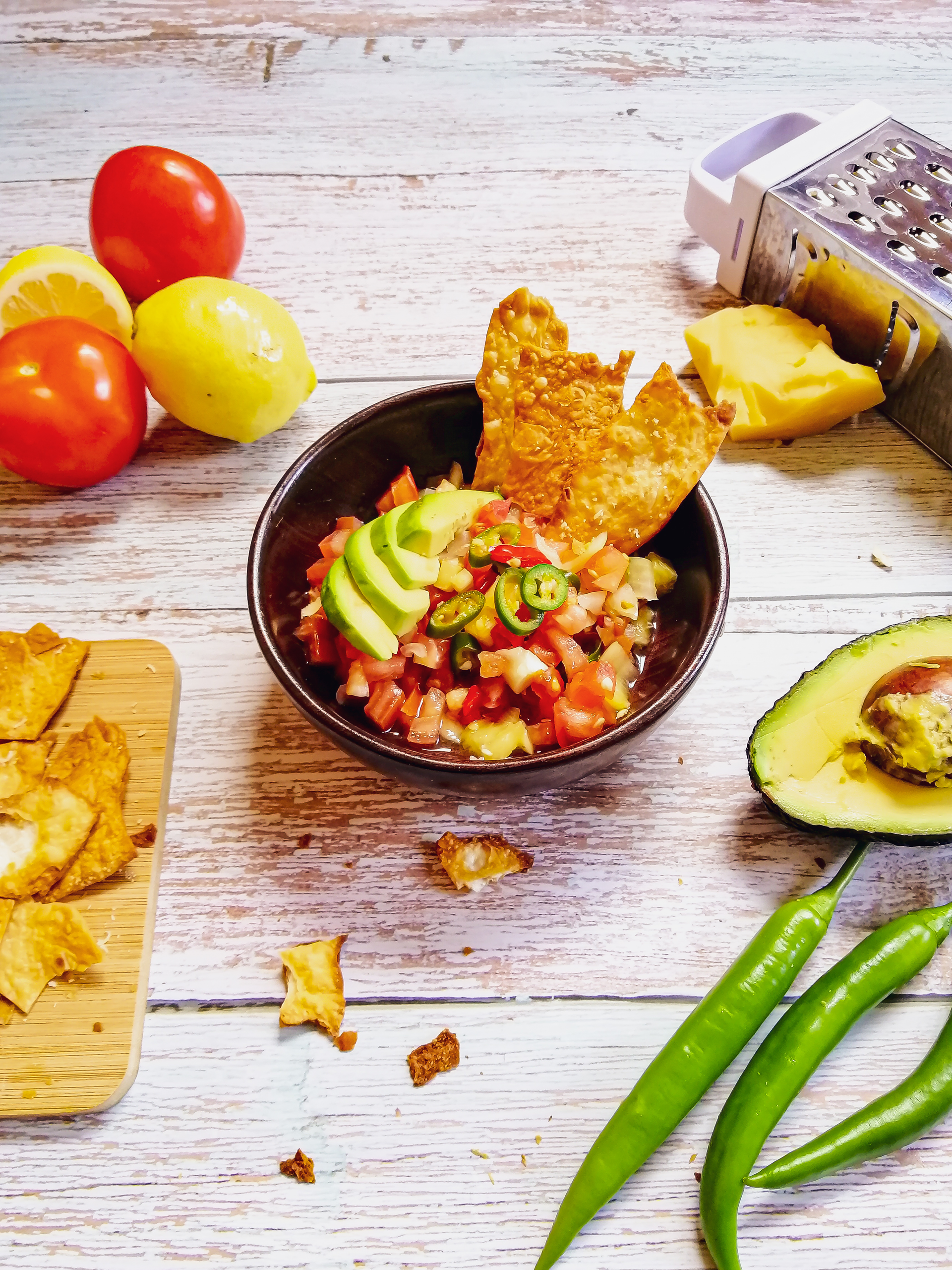 Crispy Mexican Tostones with Avocado Pico de Gallo