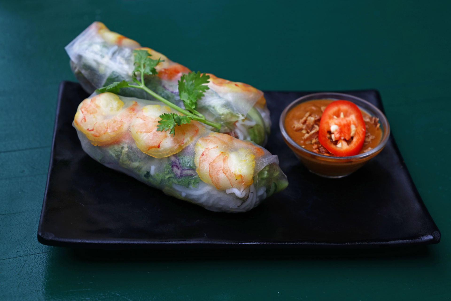Crispy Vietnamese Saigon Shrimp Rolls with Minty Veggie Medley