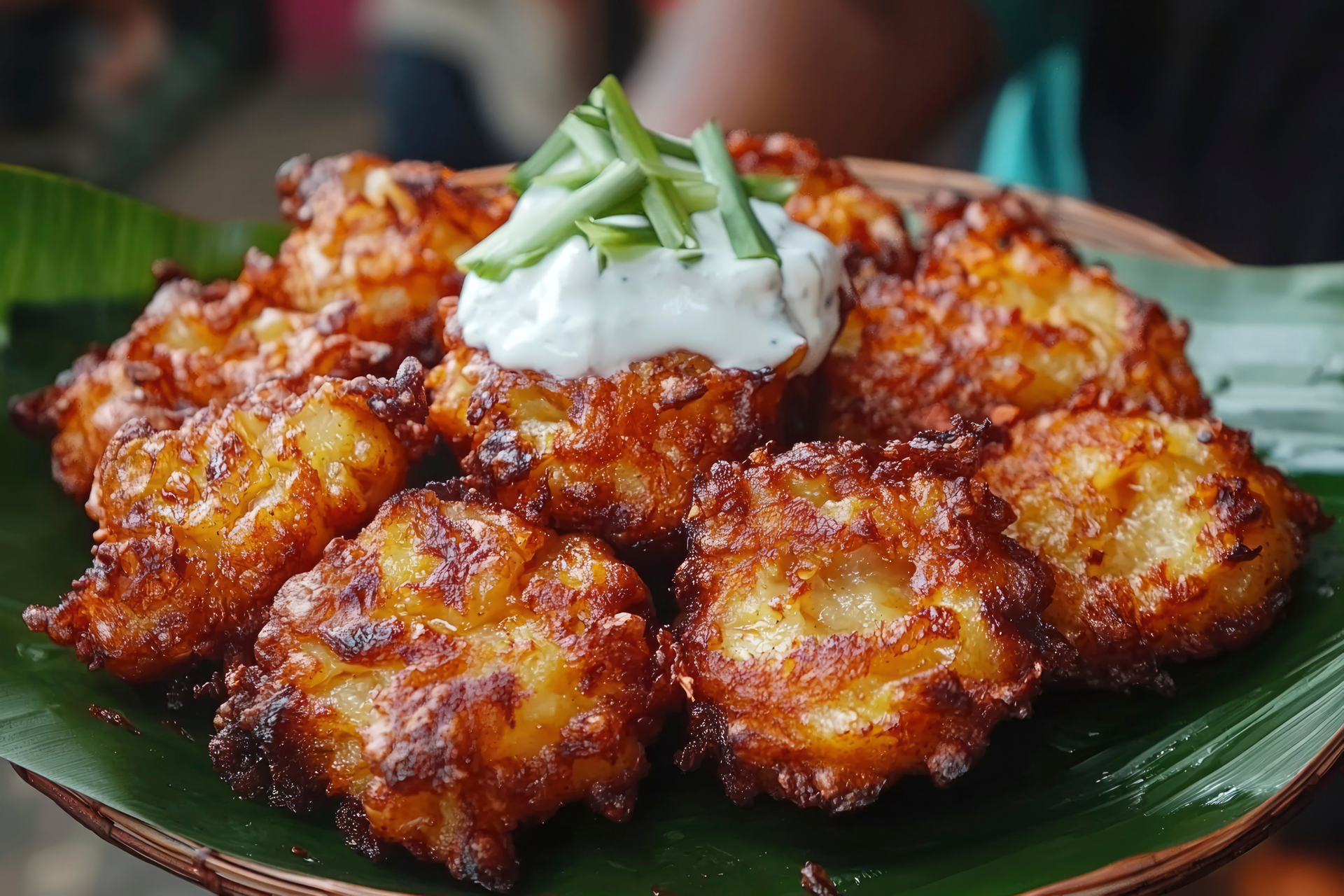 Crunchy Indian Banana Blossom Fritters with Tamarind Chutney
