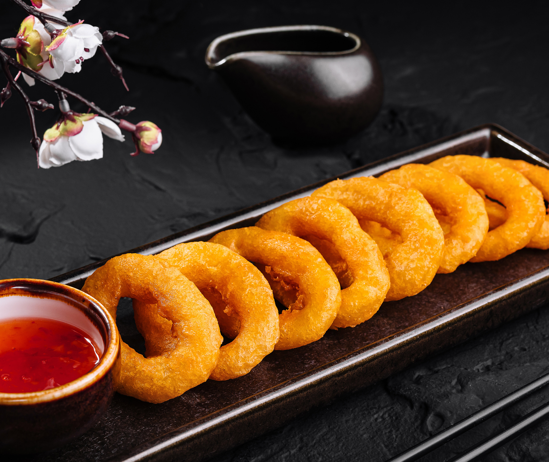Crunchy Japanese Tempura Onion Rings with Yuzu Ponzu