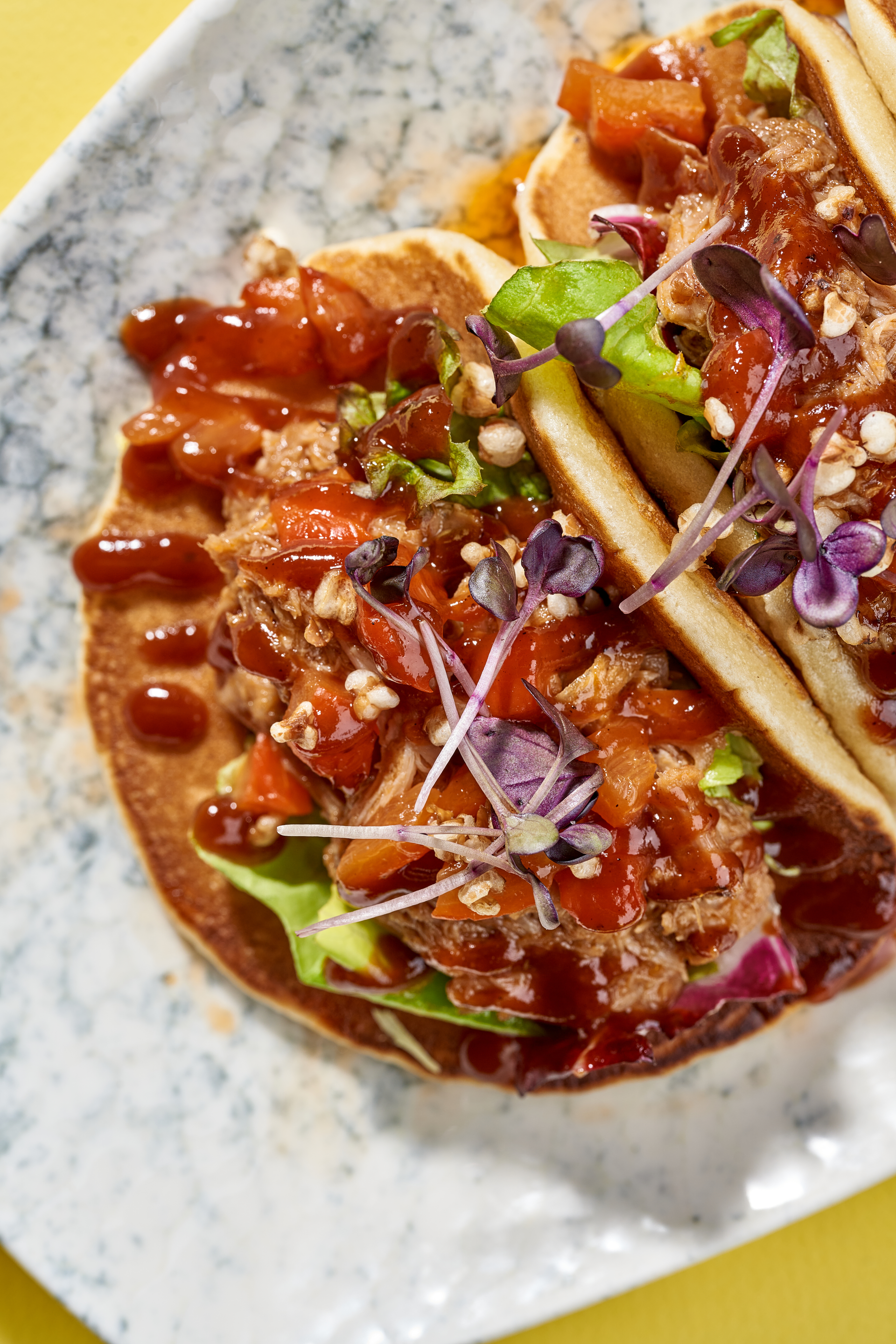 Crunchy Korean Kimchi Pork Tacos with Scallion Salsa