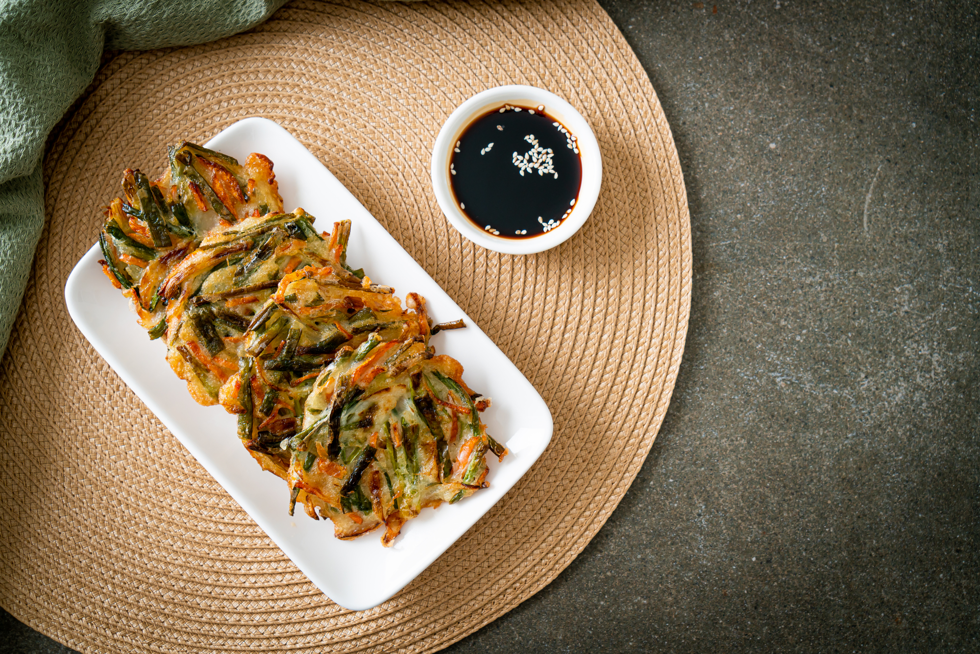 Crunchy Korean Kimchi Tempura with Sesame Dip