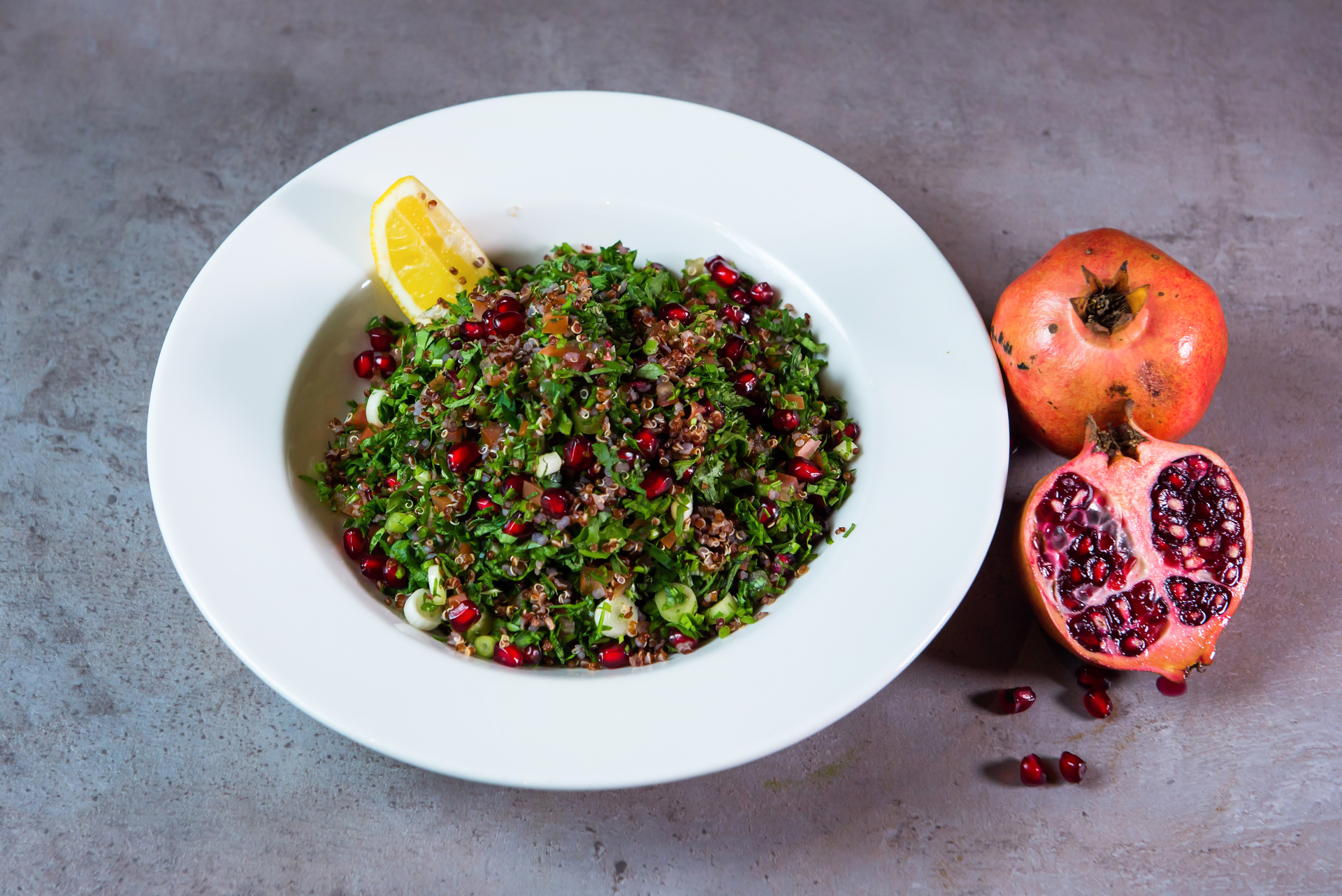 Crunchy Lebanese Freekeh Salad with Pine Nuts and Pomegranate