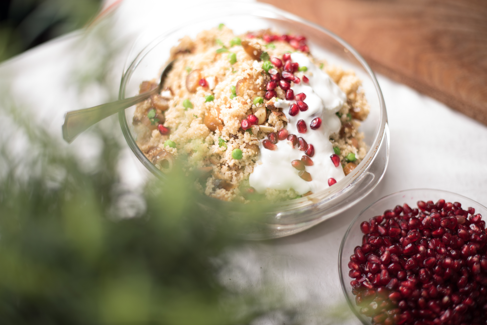 Crunchy Lebanese Freekeh Salad with Pine Nuts and Pomegranate