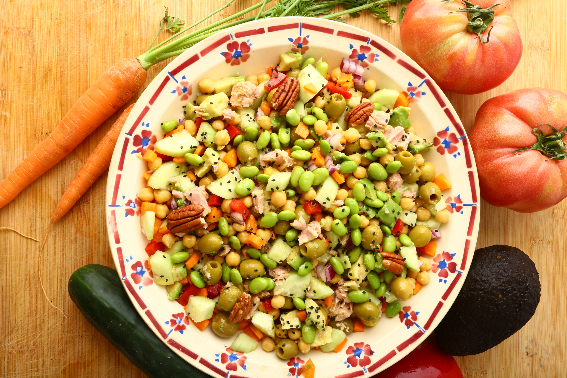 Crunchy Russian Olivye Salad with Peas and Carrot