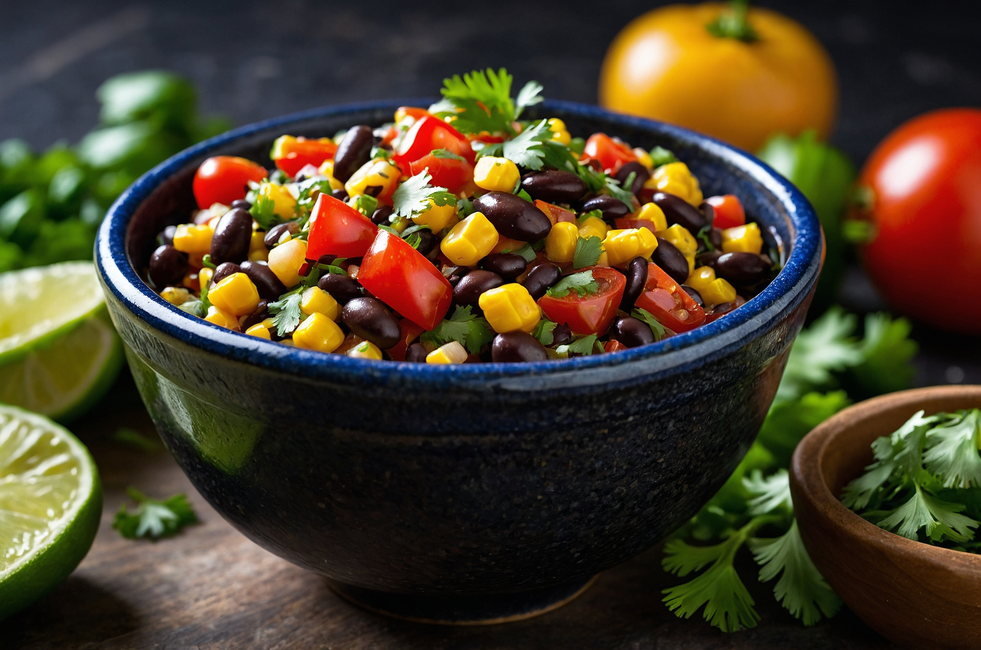 Cuban Black Bean and Corn Salsa with Cilantro Lime Dressing