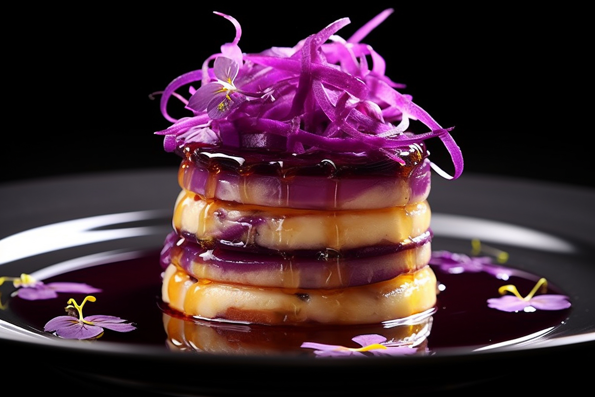 Delicate Filipino Ube Pancakes with Coconut Syrup