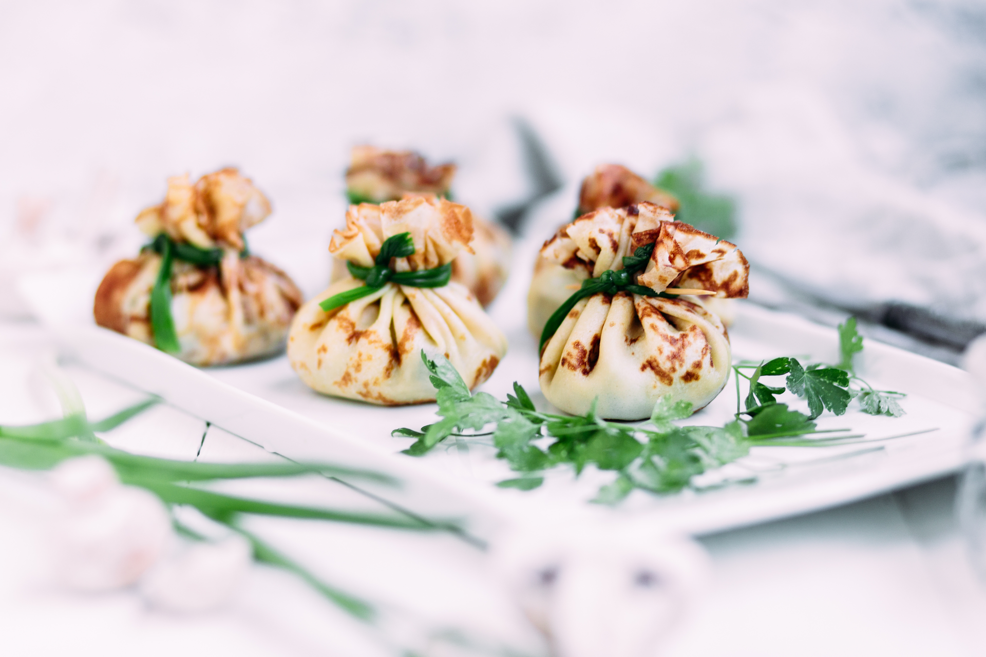 Delicate Georgian Khinkali with Caraway and Dill