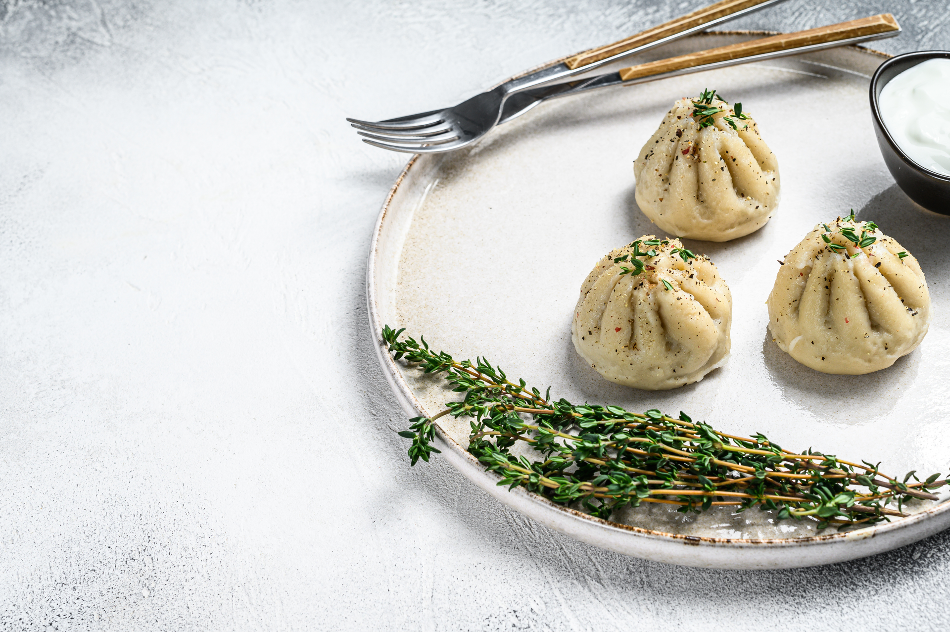 Delicate Georgian Khinkali with Caraway and Dill