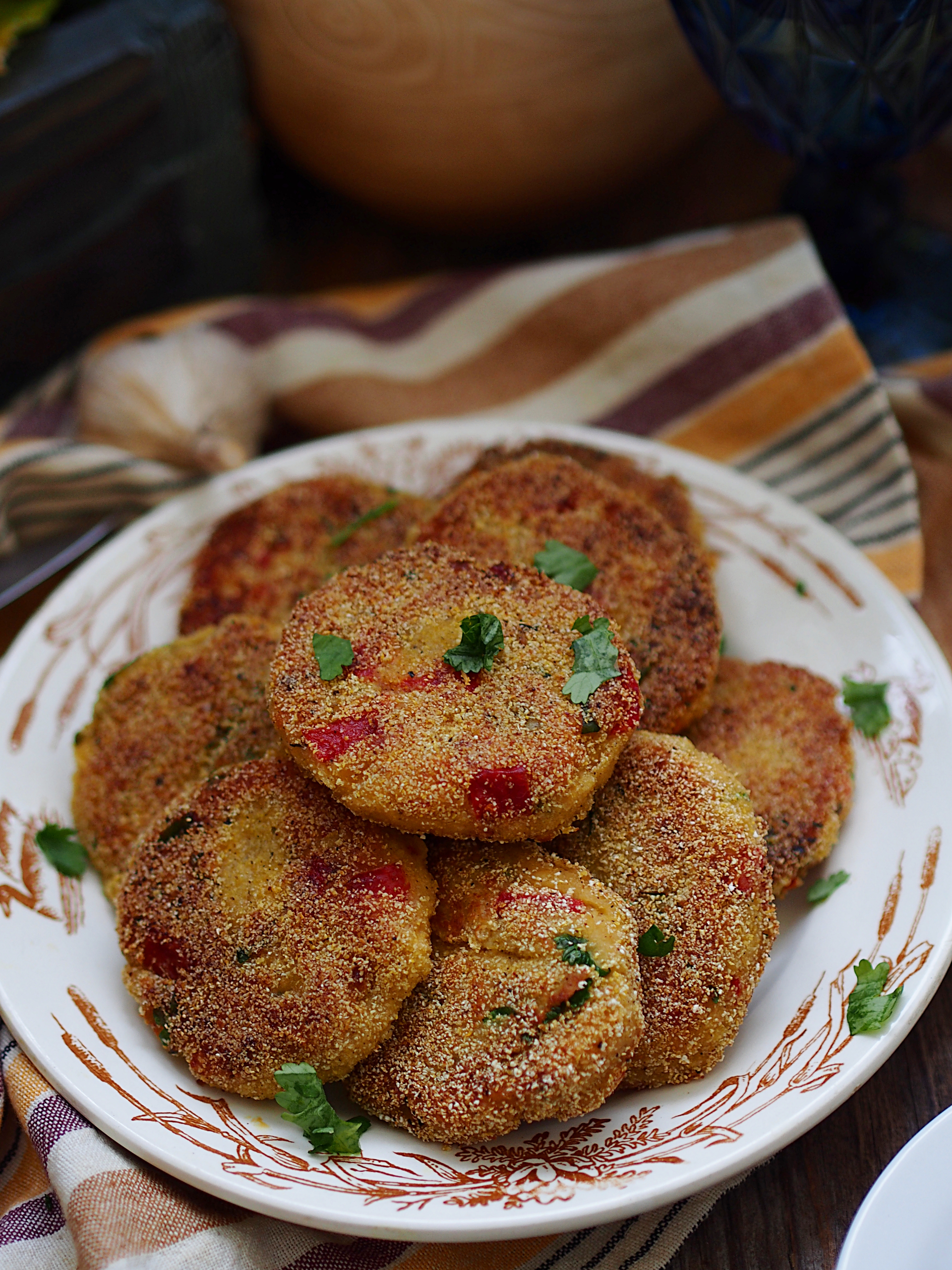 Egyptian Cauliflower Fritters with Tunisian Taktouka