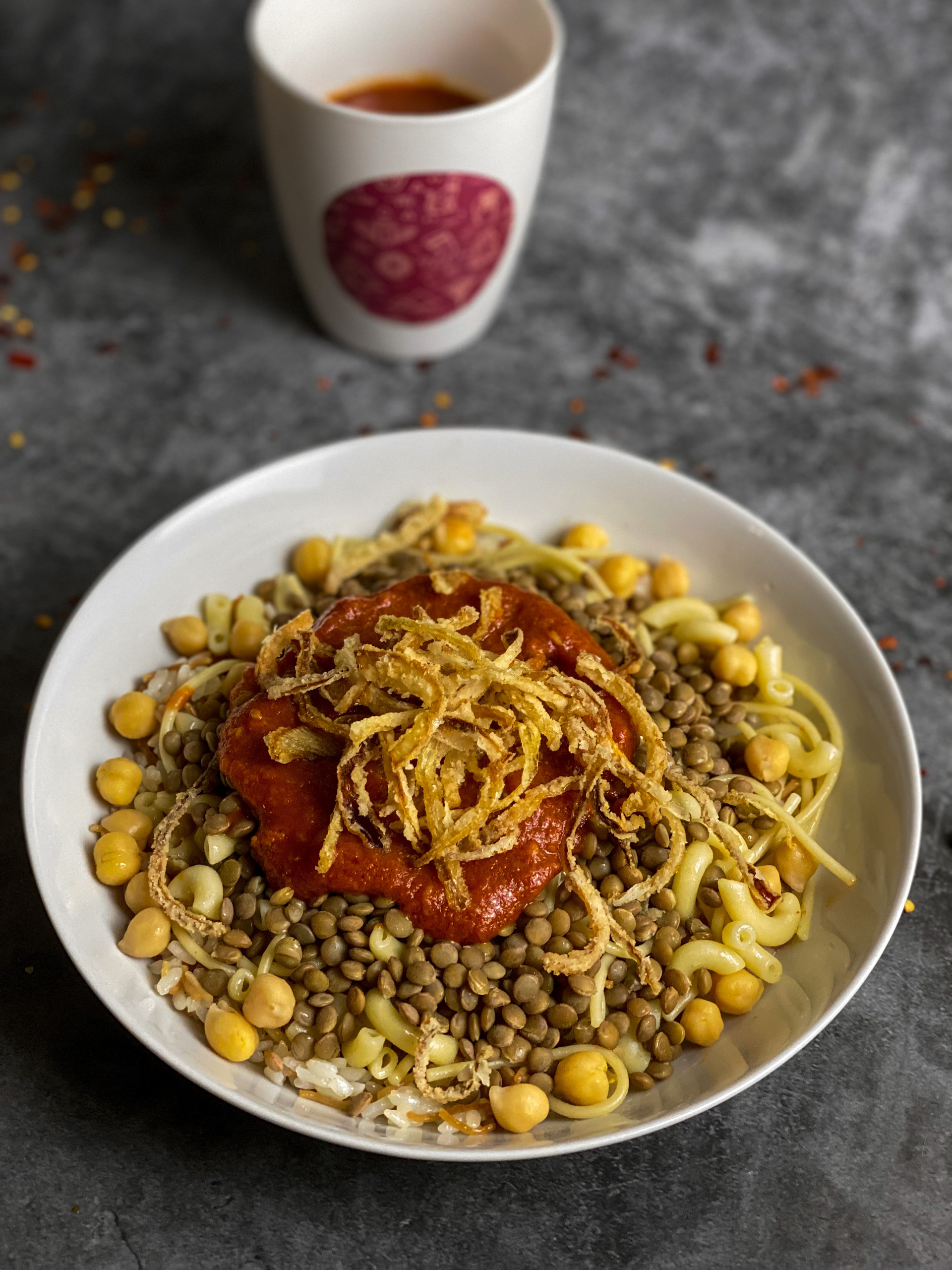 Egyptian Koshari with Lentils and Crispy Onions