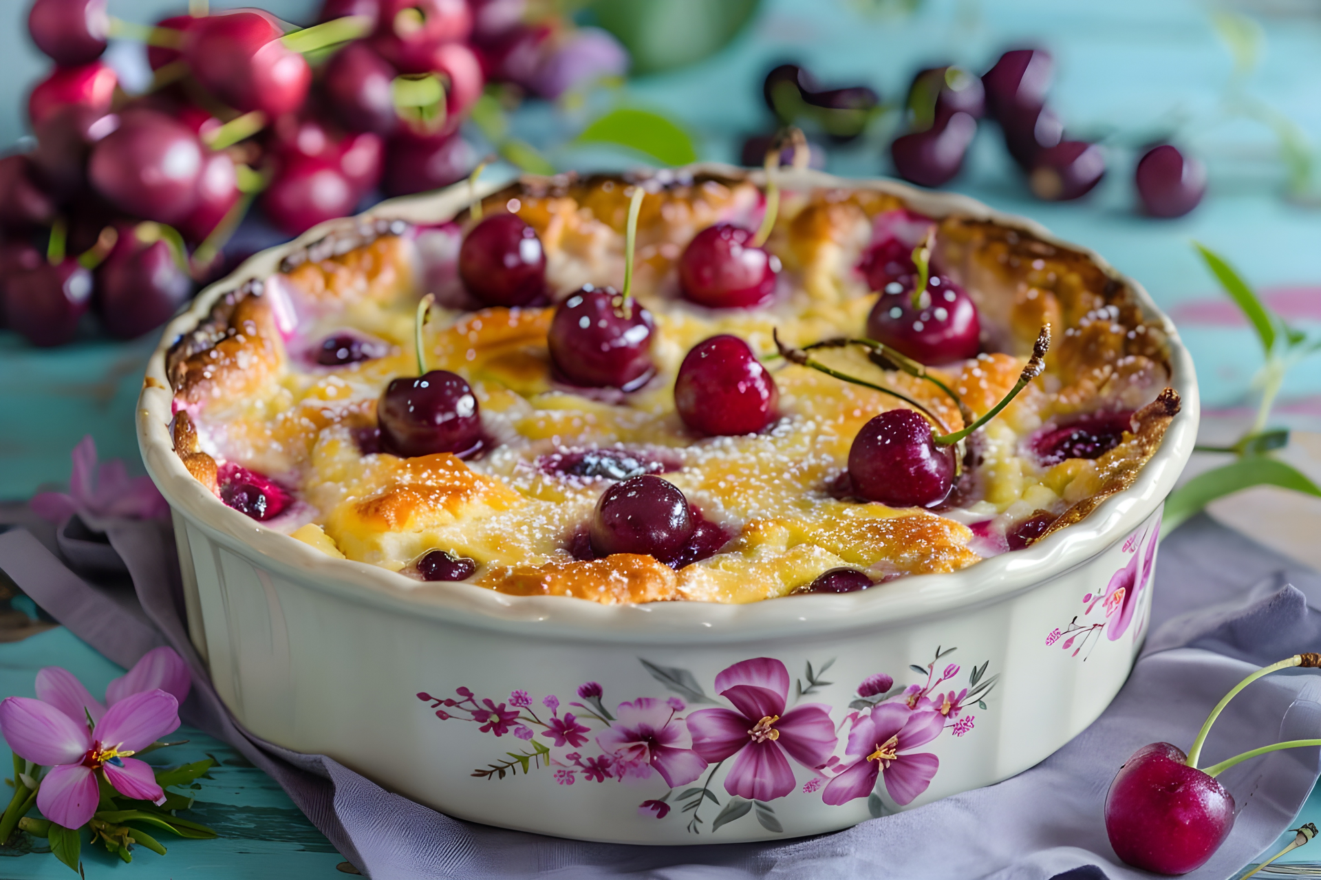 Elegant French Clafoutis with Cherries and Almonds